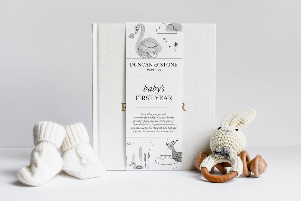 Baby's First Year Memory Book & Photo Album - Cream