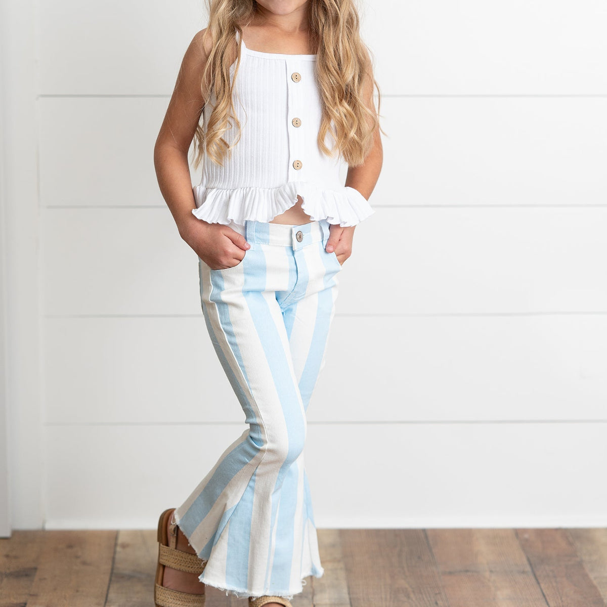 Light Blue Stripe Denim Pants