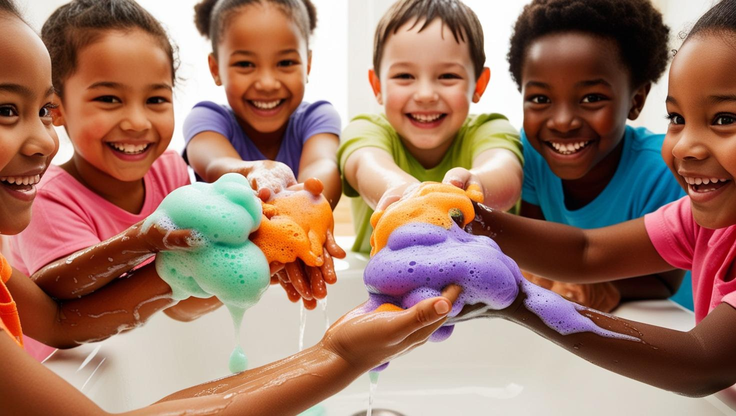 Non-toxic Colorful Foaming Hand Soap for Kids. Green Foam. Lime Scented
