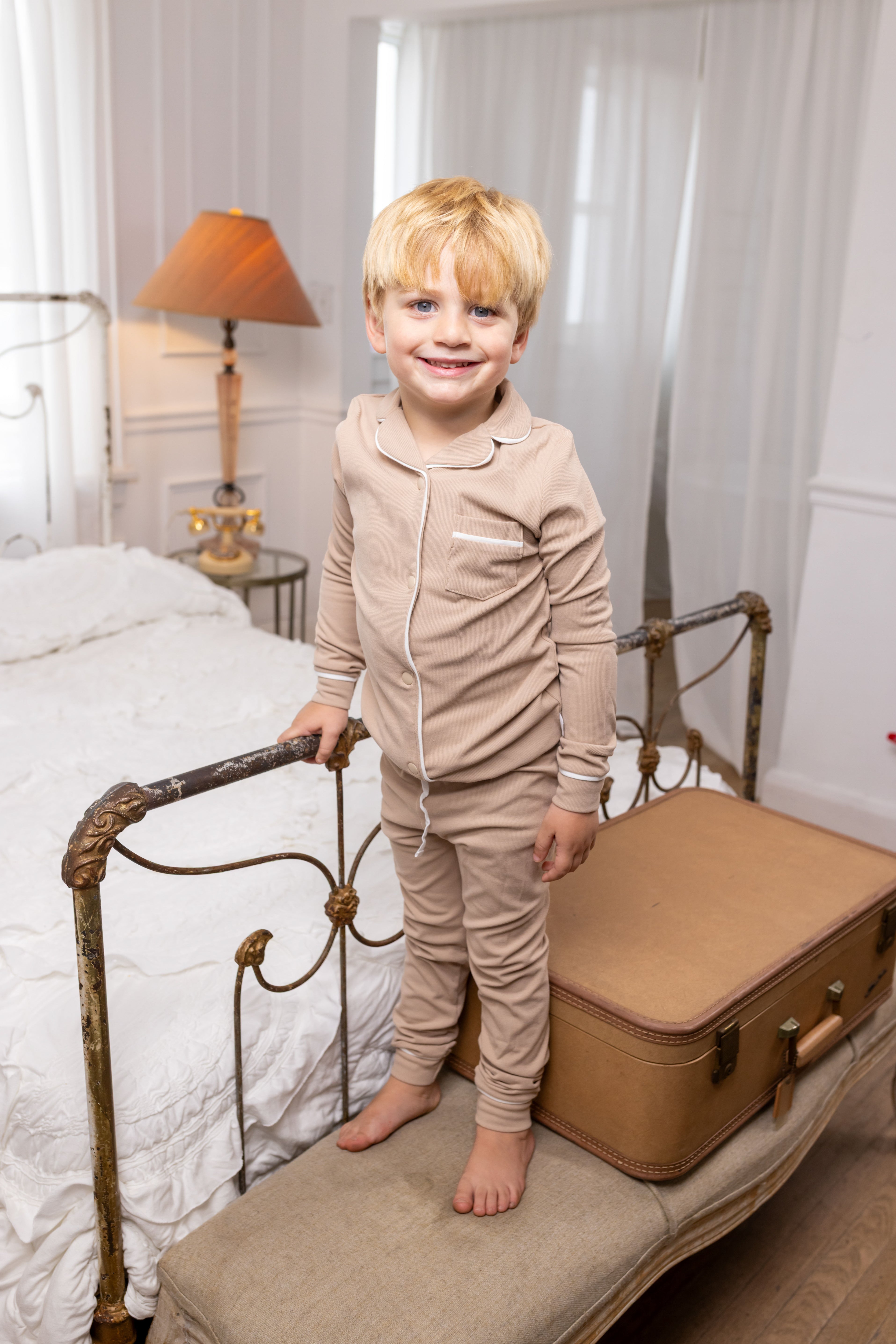 Ribbed Grandpa PJ- Cocoa