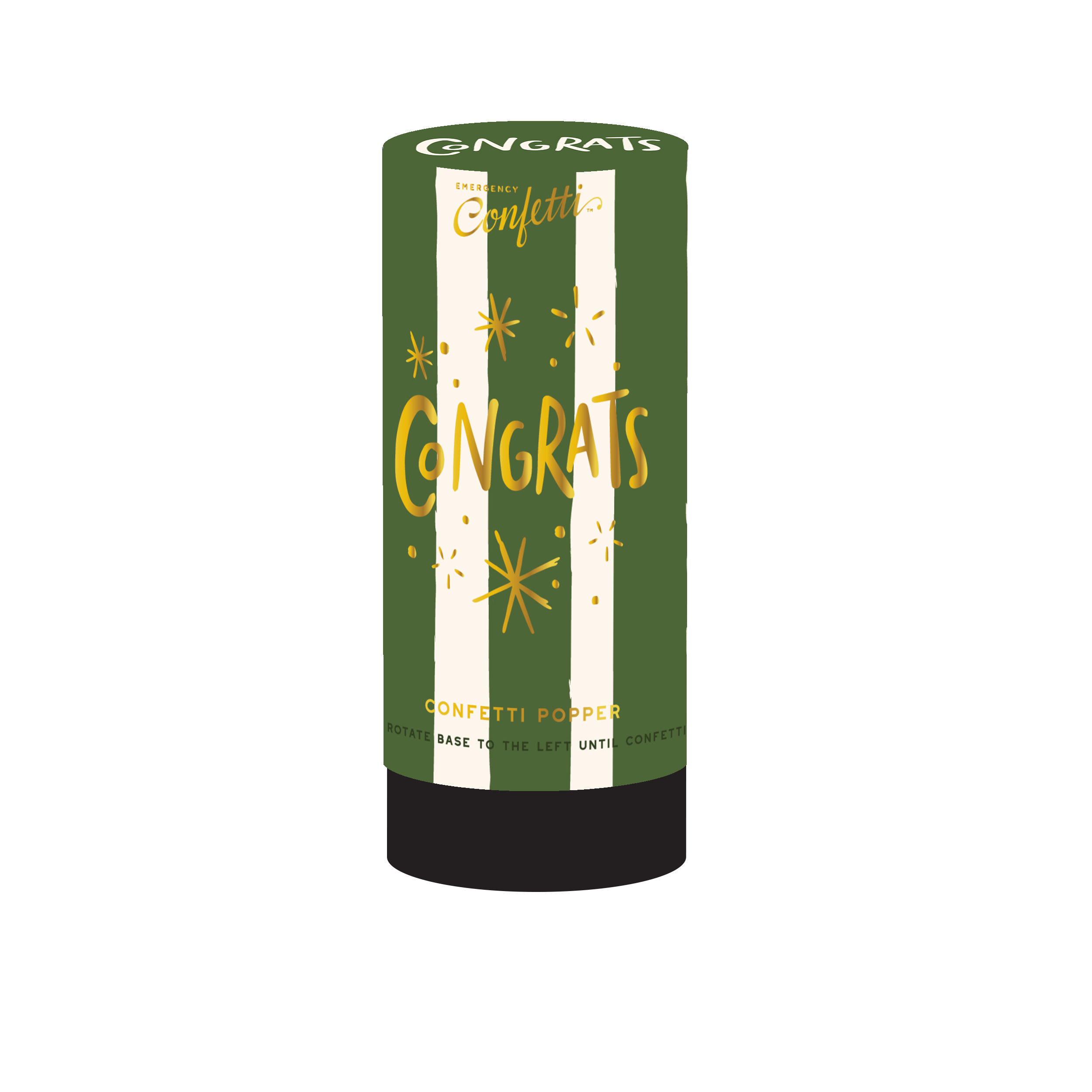 Congrats Confetti Popper- green/ivory