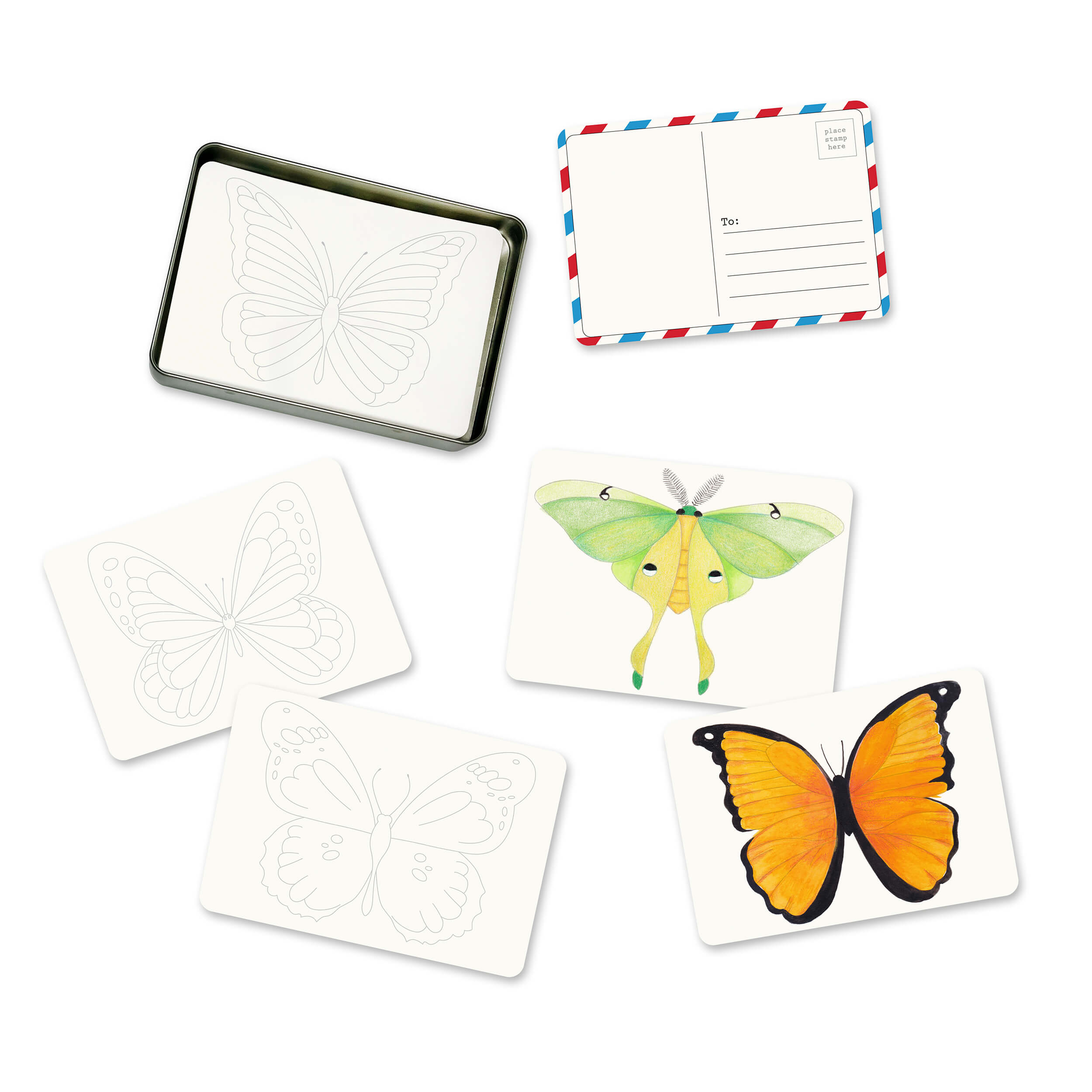 Coloring Postcards w/ 6 Designs (30 cards)