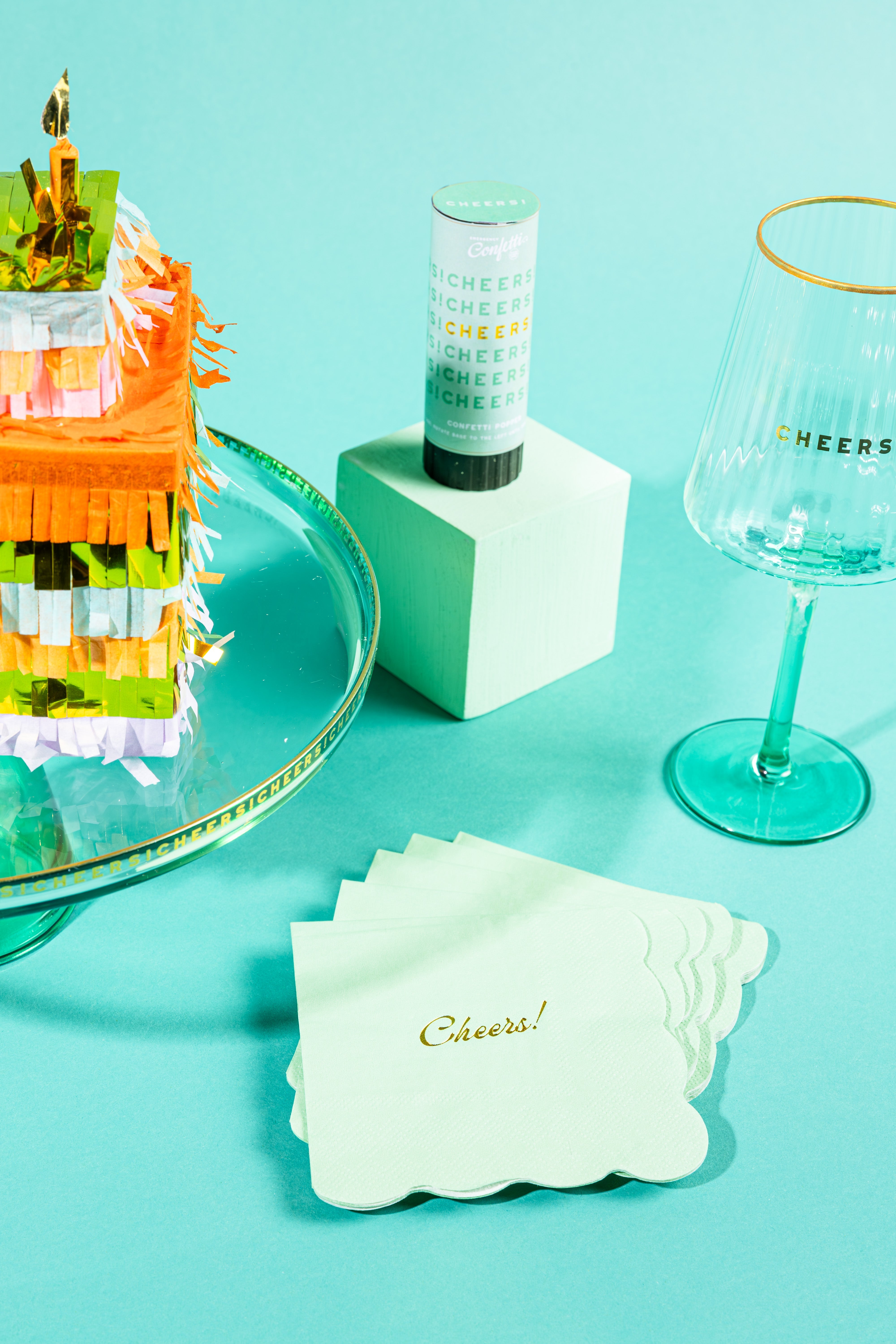 Cheers Cocktail Napkin- Seafoam