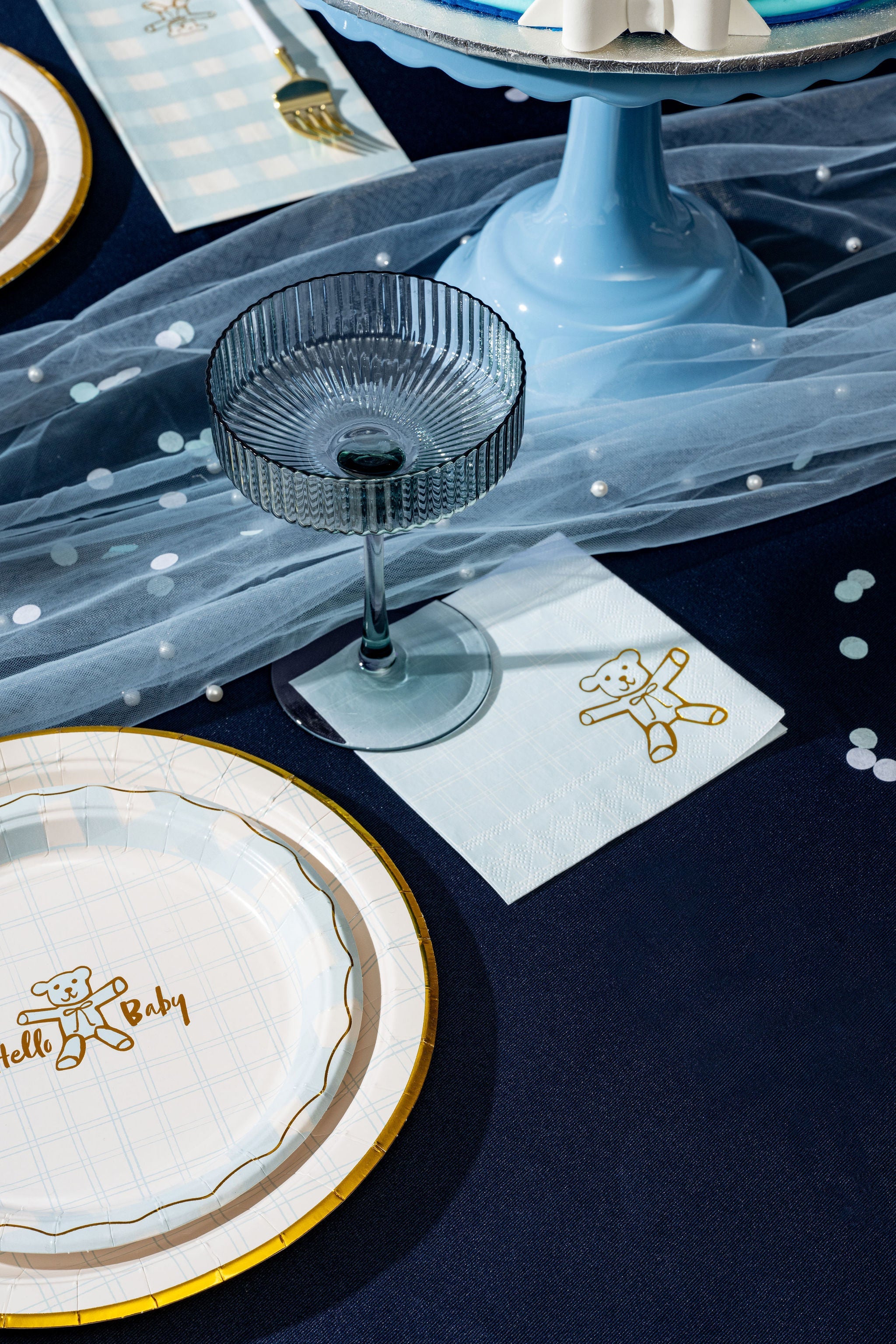 Blue Plaid Cocktail Napkins