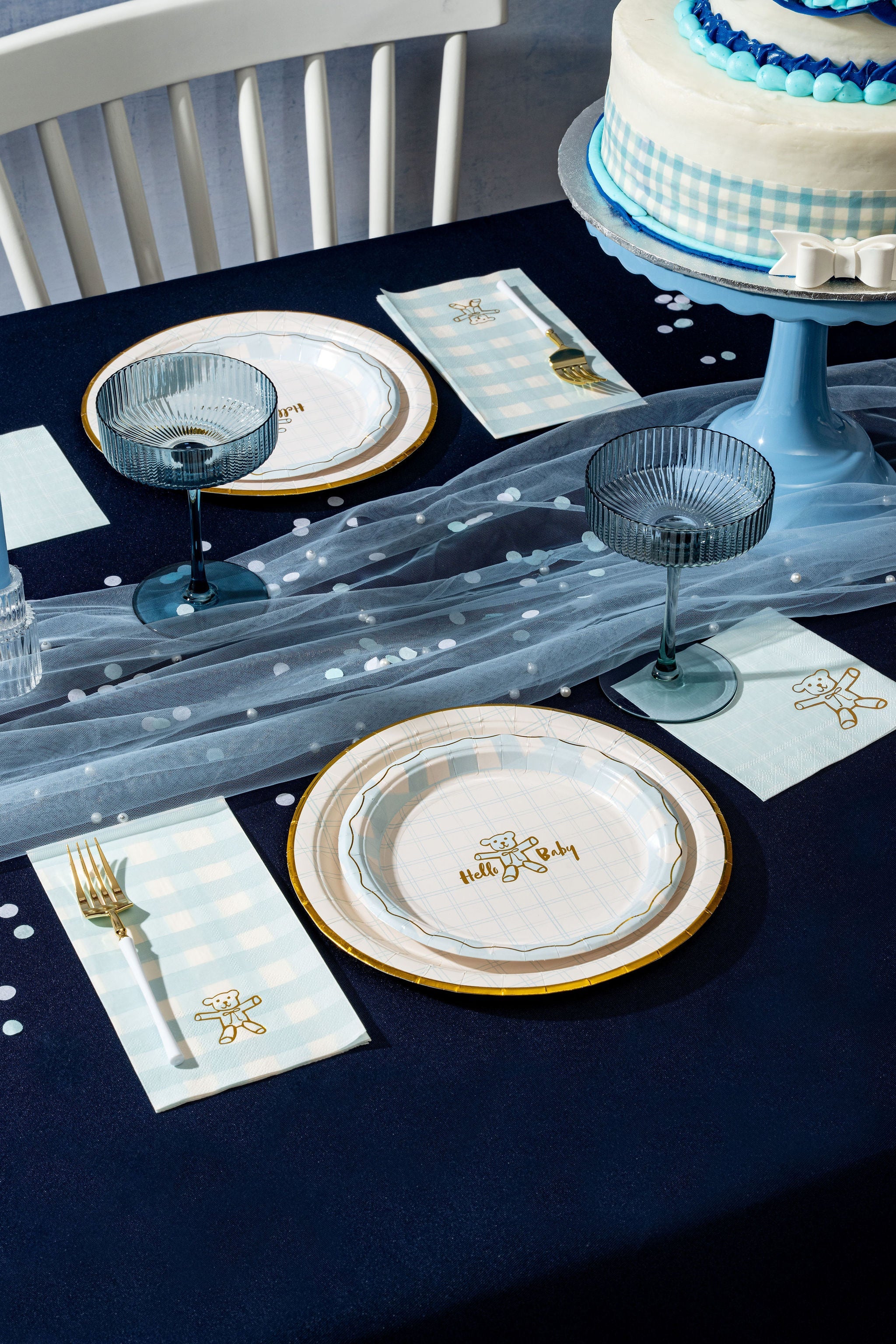 Blue Plaid Cocktail Napkins