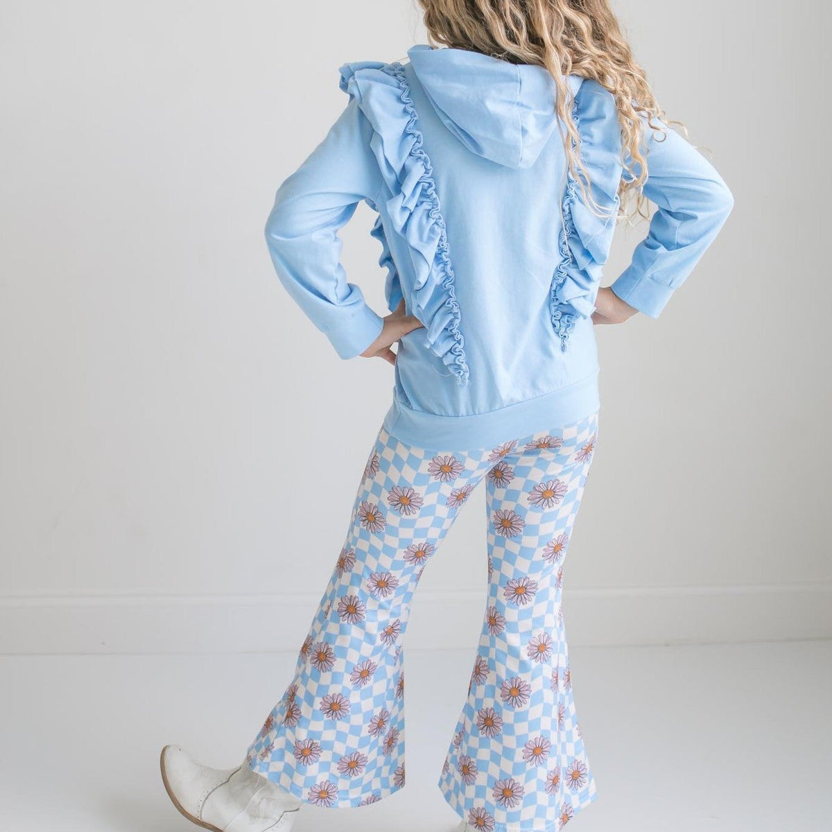 Evie Blue Check Pant Hooded Set