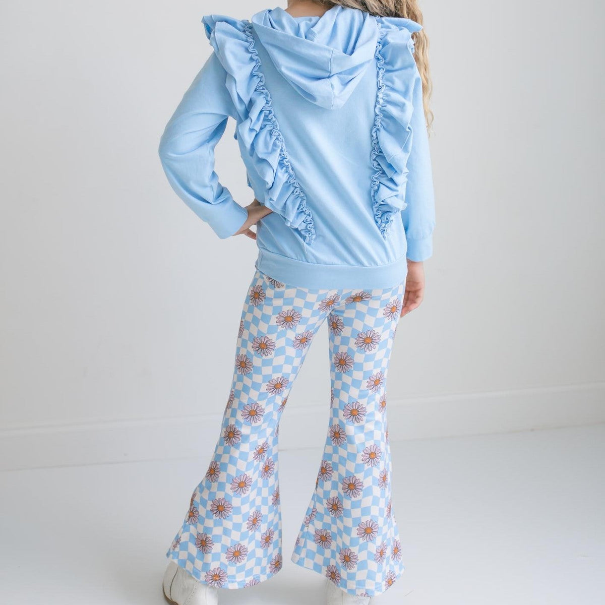 Evie Blue Check Pant Hooded Set