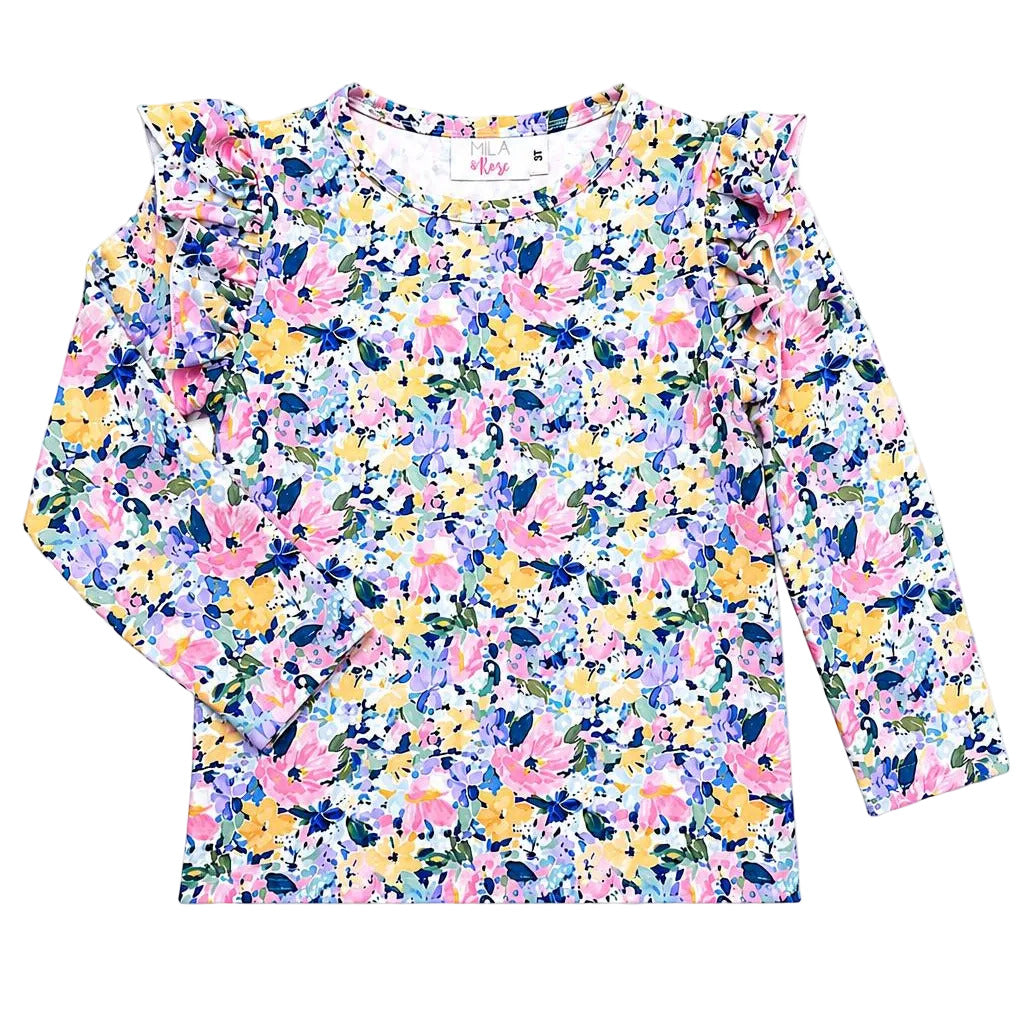 Fall Floral L/S Ruffle Tee