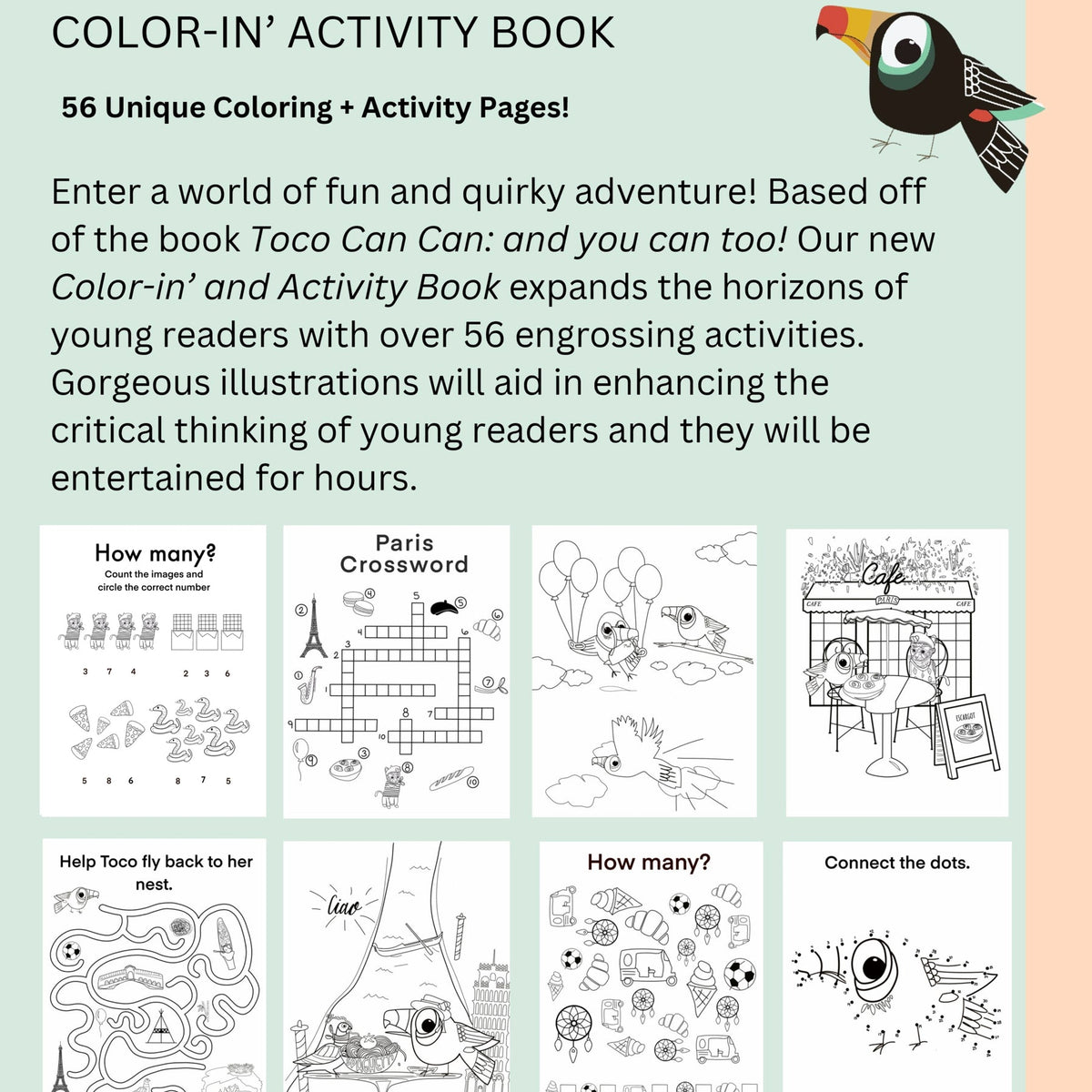 Toco Can Can: and you can too! Color-In Activity Book