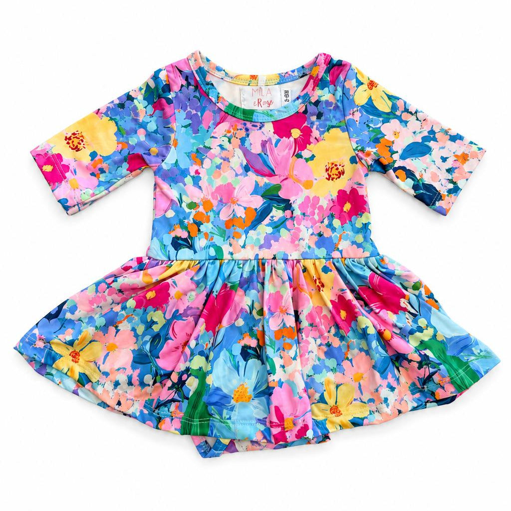 Flower Market 3/4 Sleeve Twirl Bodysuit