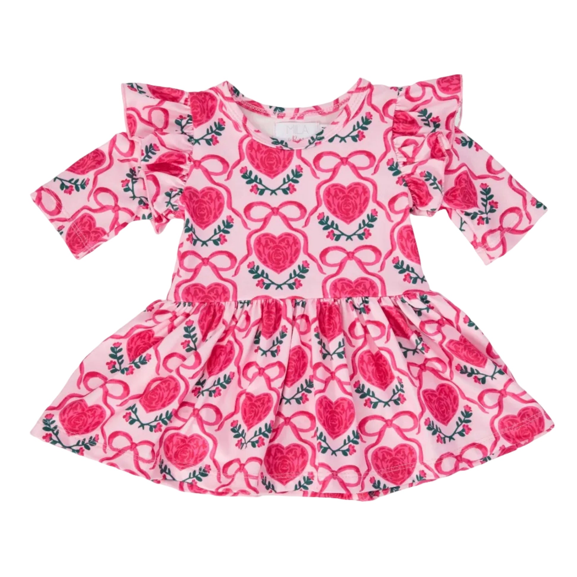 Fluttering Hearts 3/4 Sleeve Flutter Twirl Bodysuit