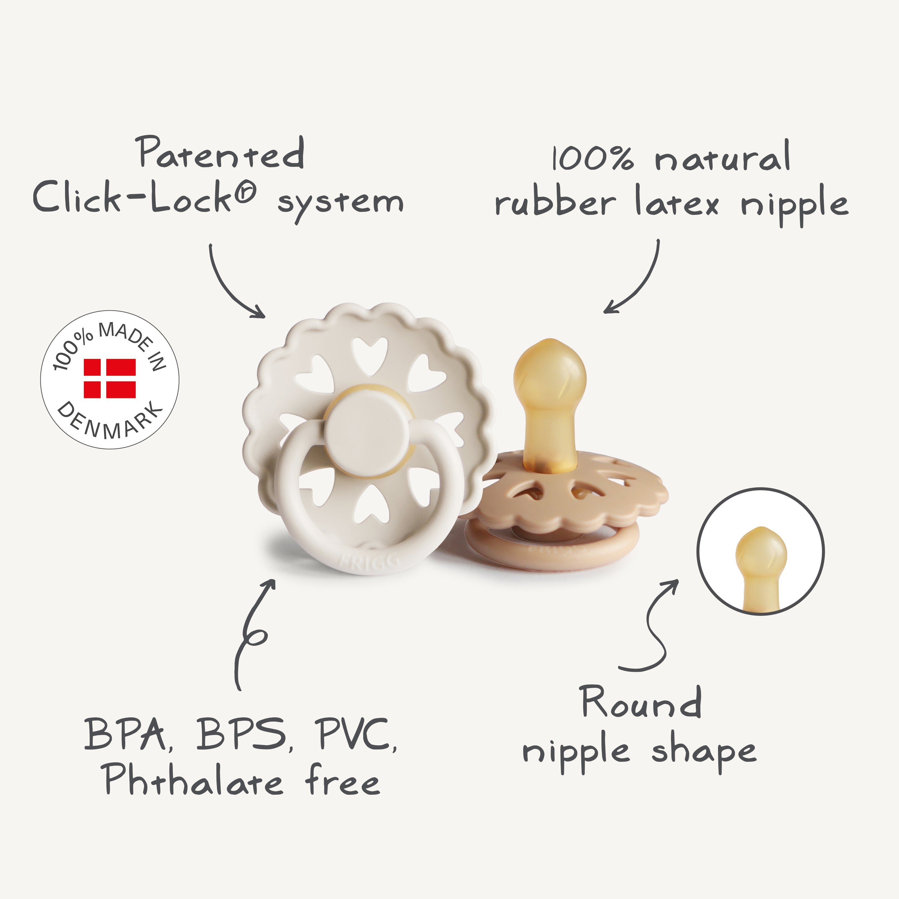 FRIGG Andersen Fairytale Natural Rubber Pacifier 2-Pack