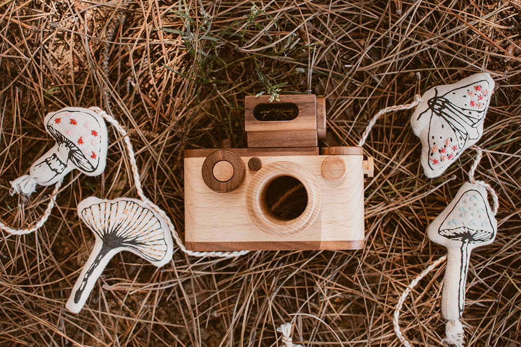 35MM Wooden Toy Camera Gift Set - Beech Wood with 2 Flashes