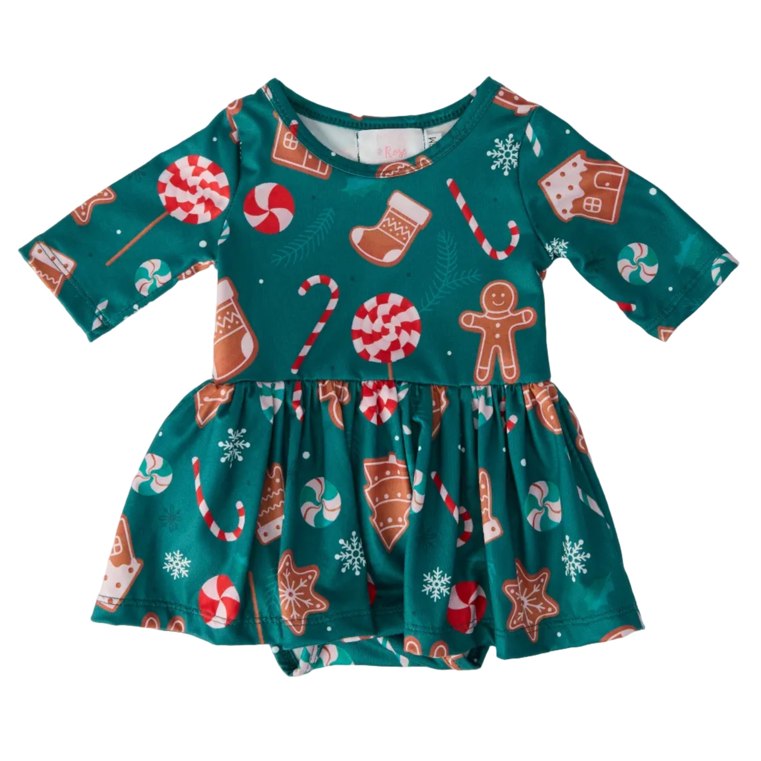 Gingerbread House 3/4 Sleeve Twirl Bodysuit
