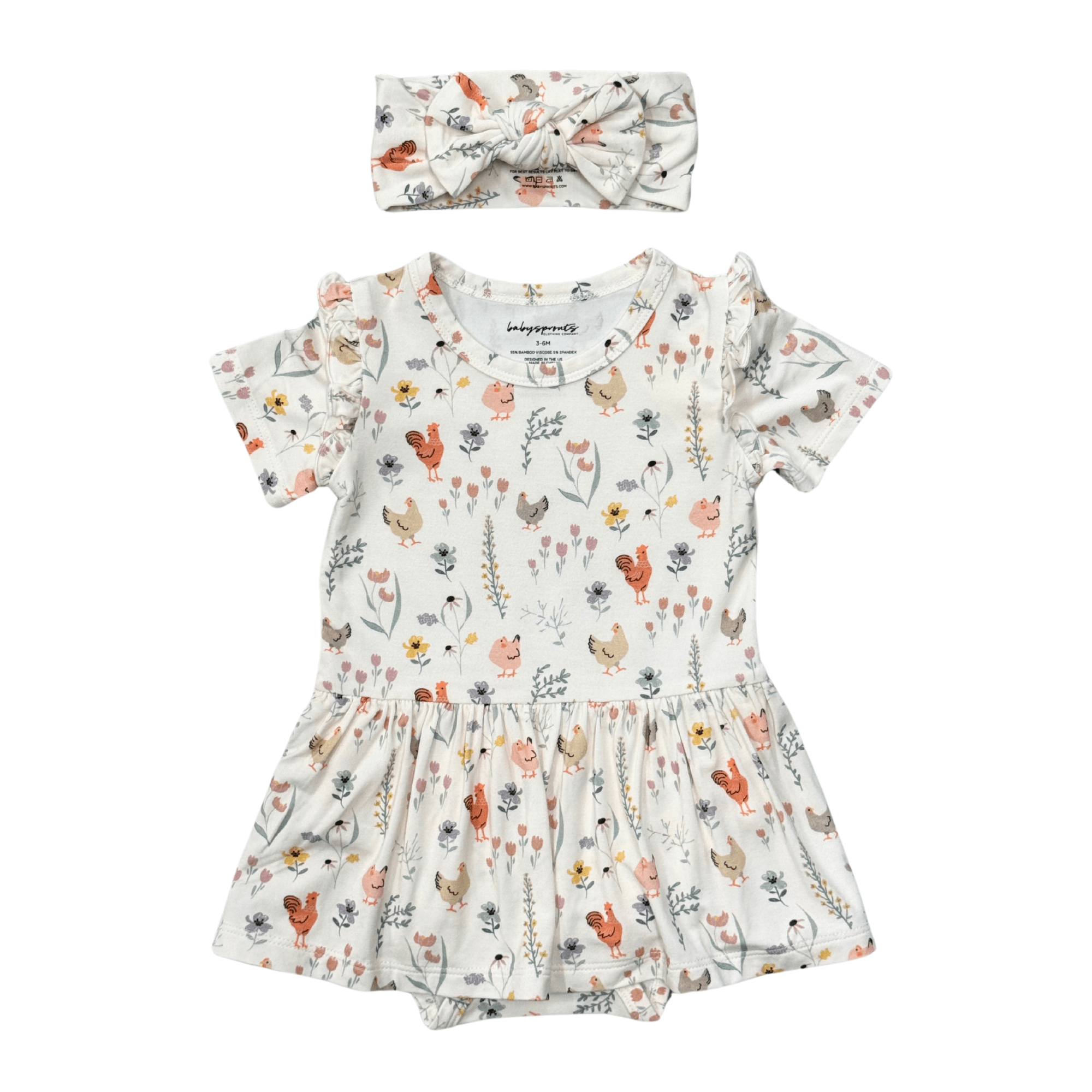 Girl's Short Sleeve Bodysuit Dress Set