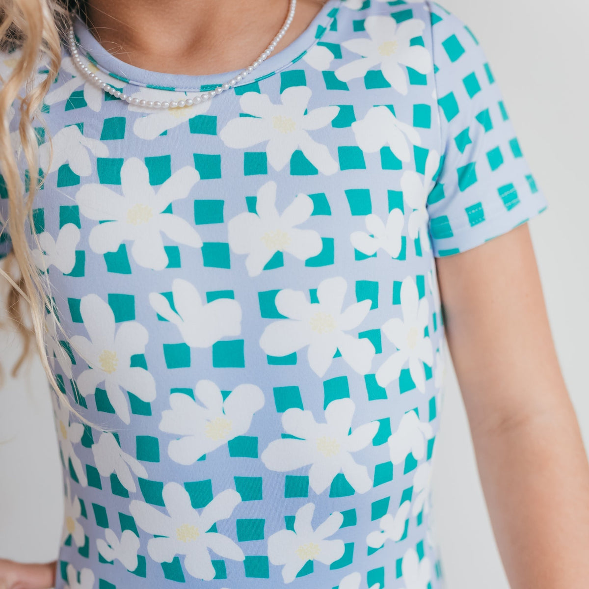 Green Blue Check Shortie Leotard