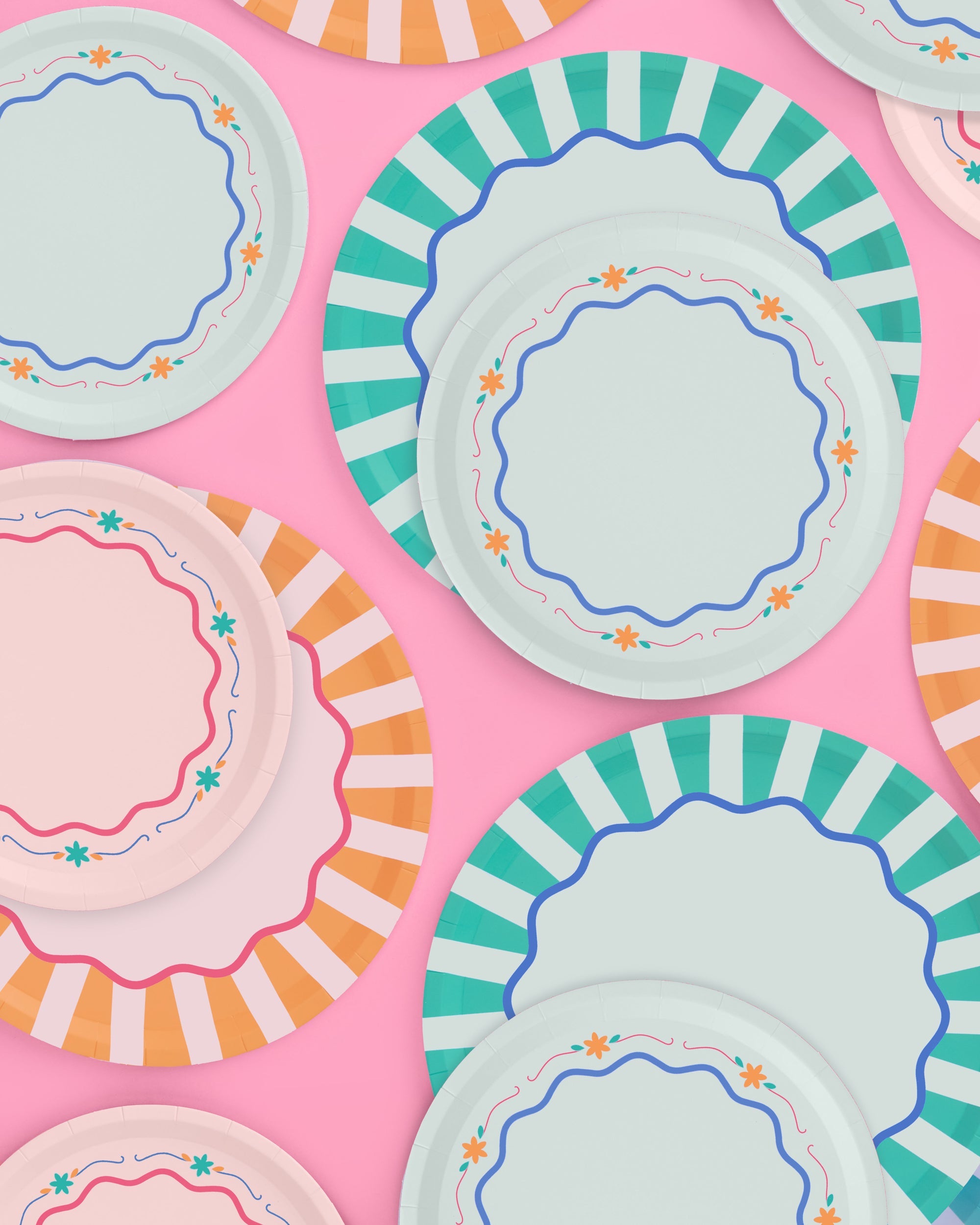 Italian Summer Trio - 32 plates, 24 napkins + 2 vases