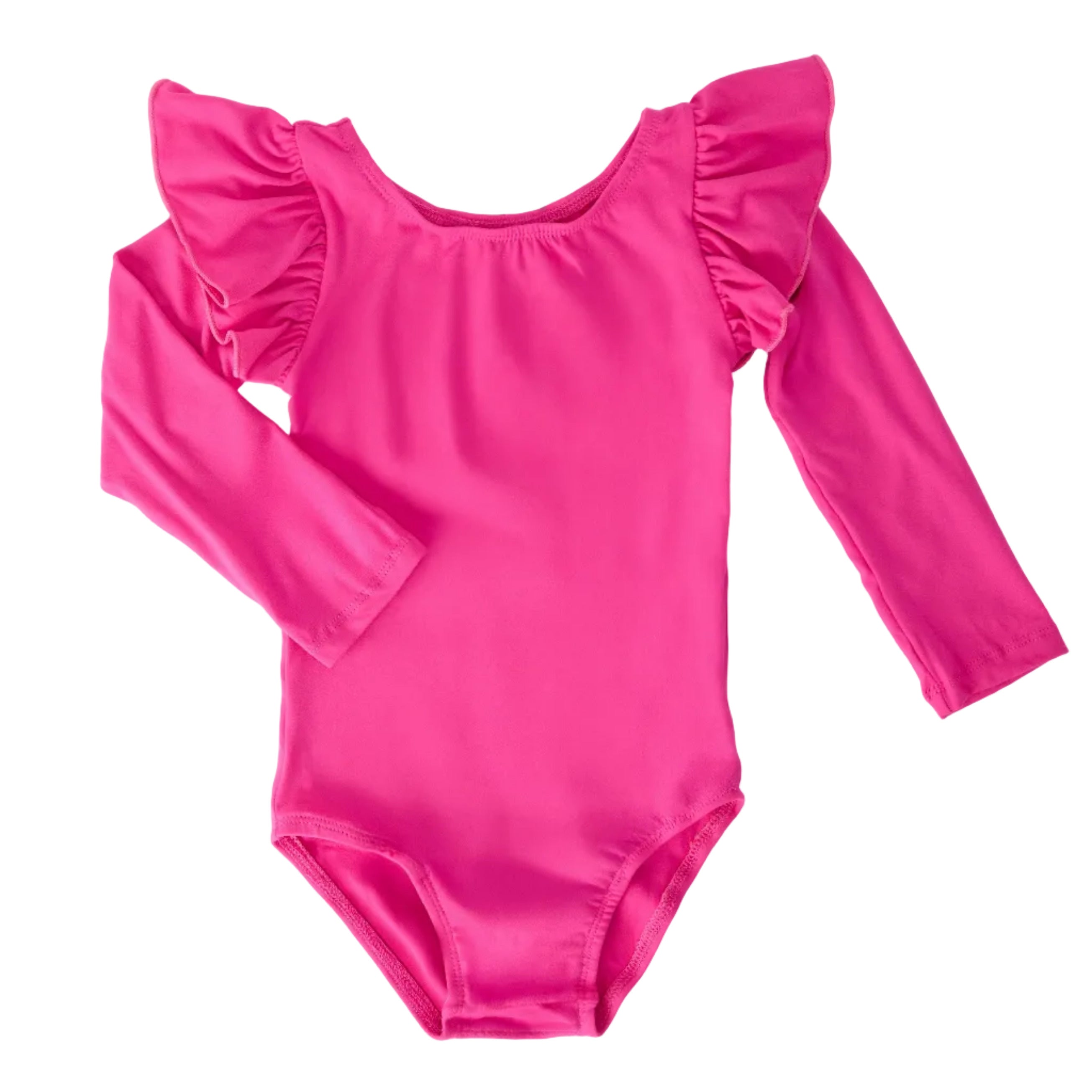 Hot Pink L/S Flutter Sleeve Leotard