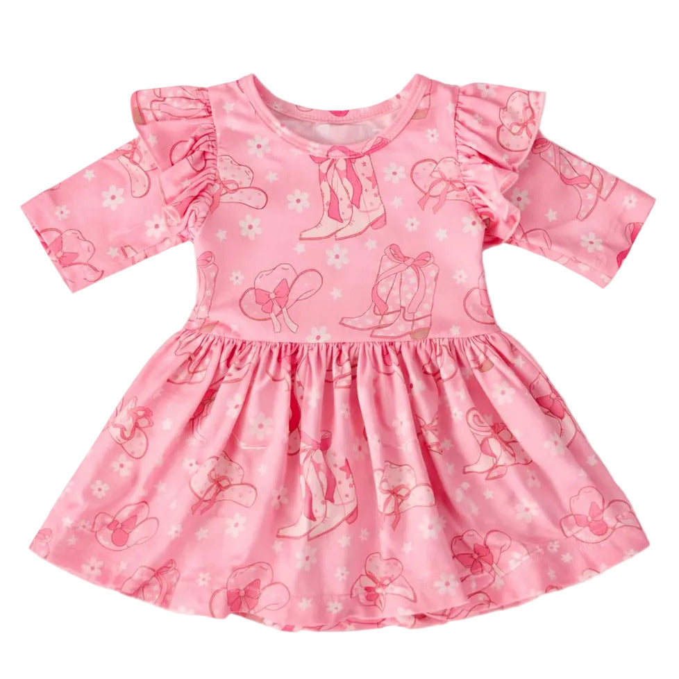 Howdy 3/4 Sleeve Flutter Twirl Bodysuit