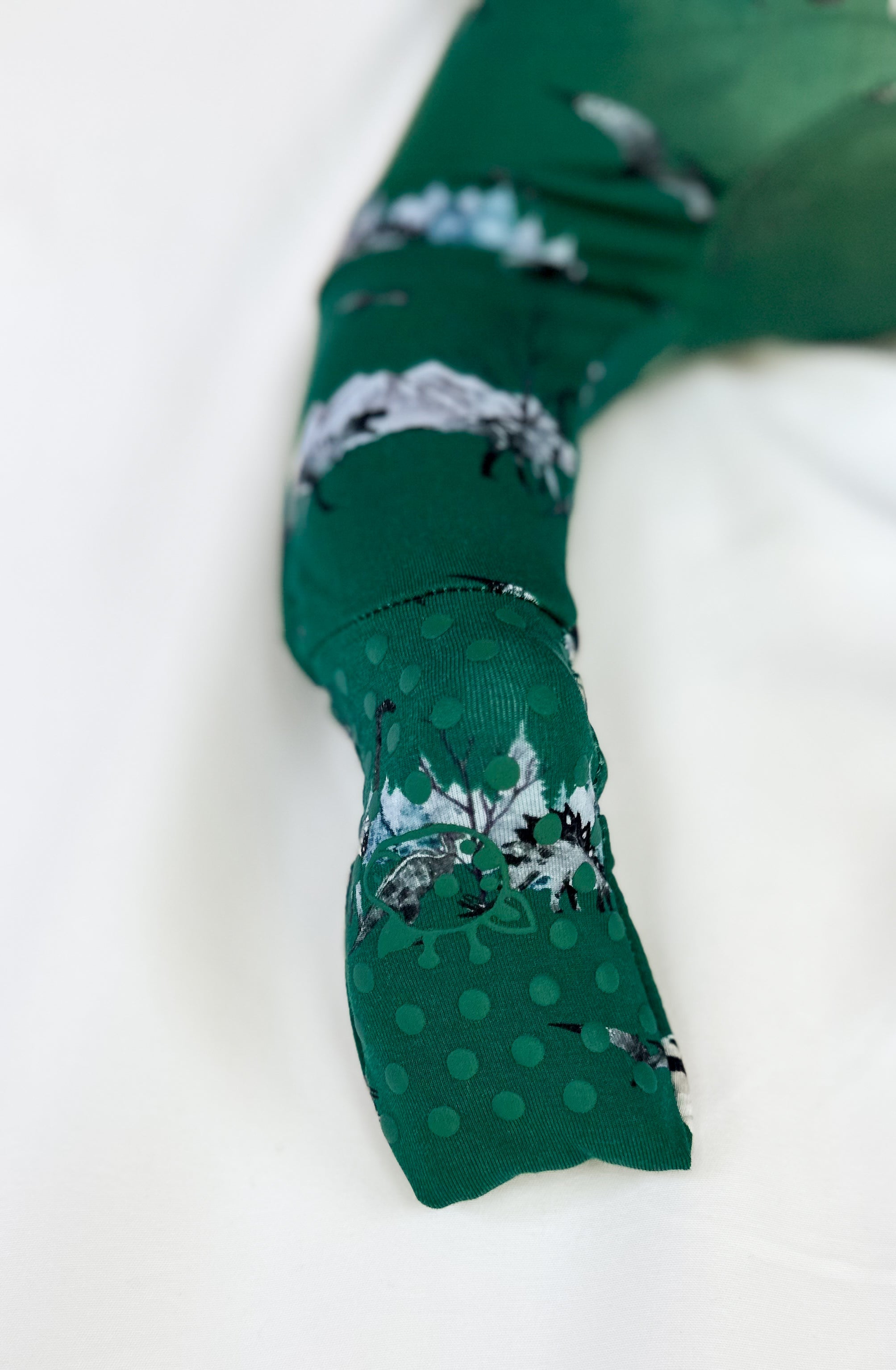 Knee-Grip Green Dinos Convertible Footie