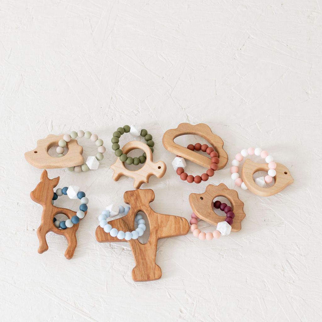 Wooden Teether with Silicone Ring