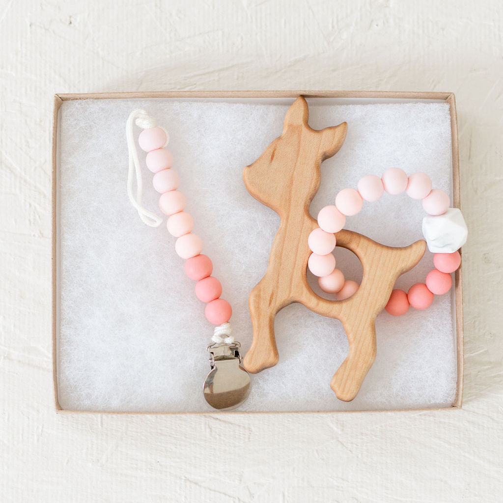 Wooden Teether with Silicone Ring