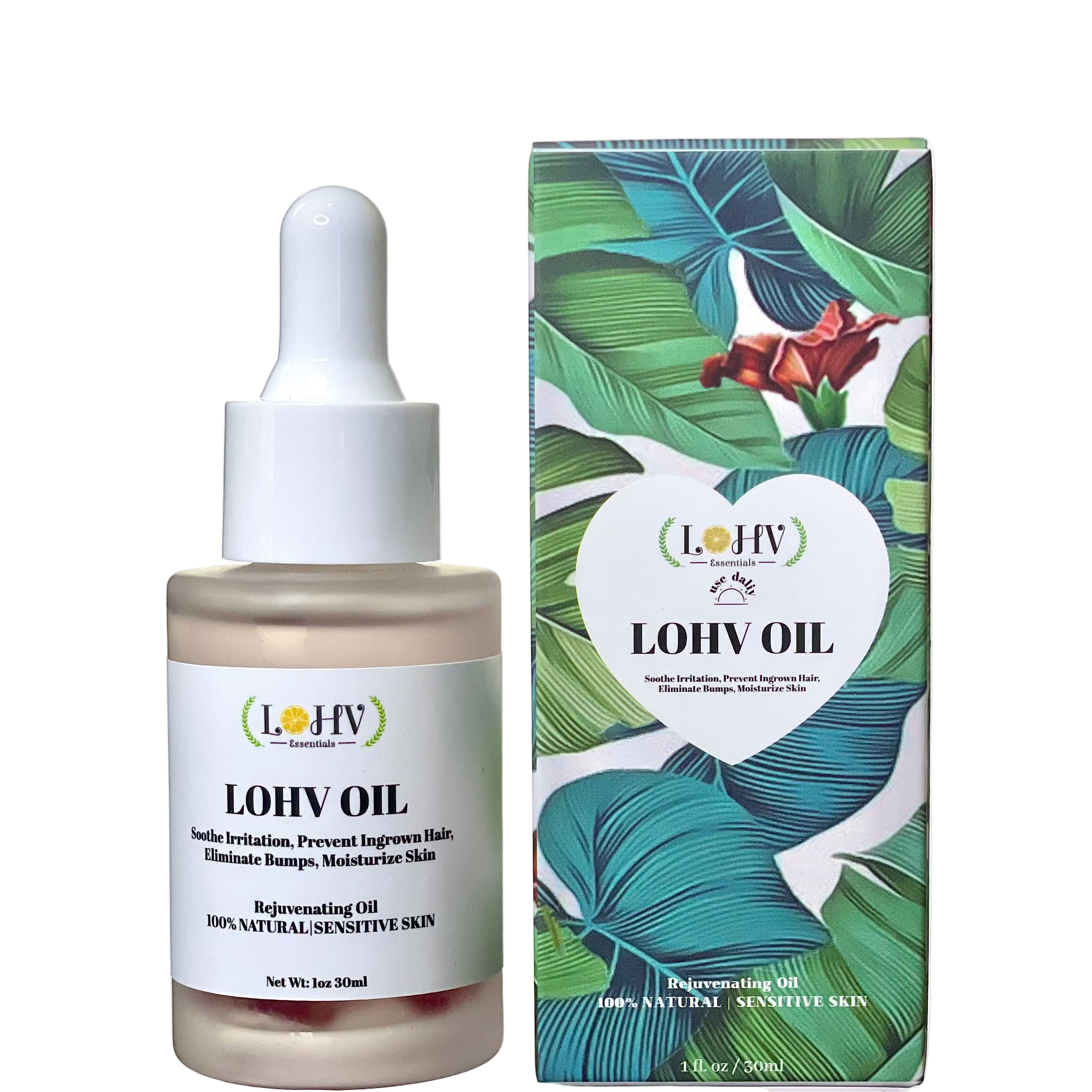 LOHV Multi-Purpose PREMIUM Rose Oil For Sensitive Skin. Clear Up Bumps, Ingrown Hairs On Face and Bikini Line, Soothes Irritation with Rosemary Oil + Vitamin E Oil + Grape Seed Oil + Sweet Almond Oil