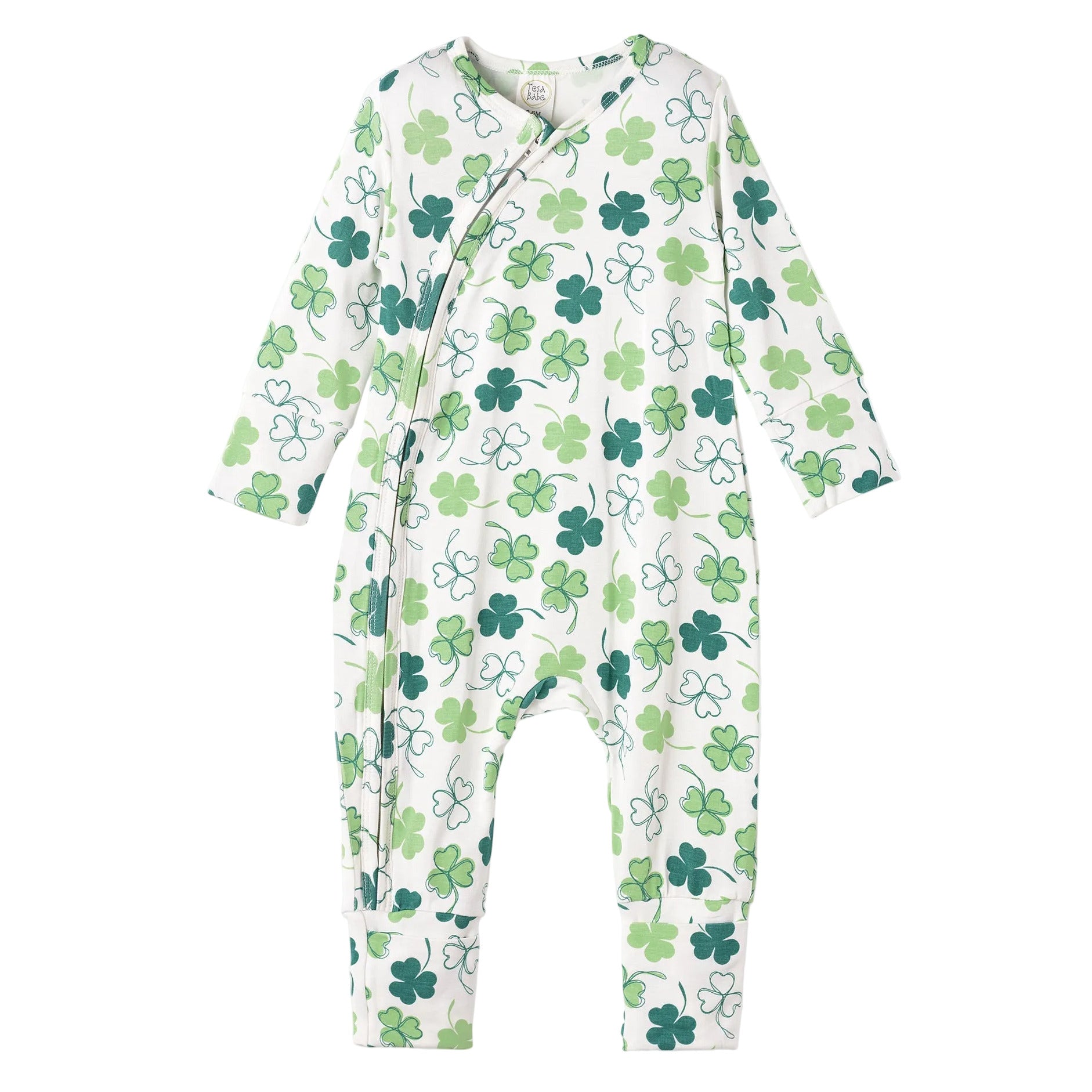 Shamrock Zip Romper – Convertible Cuff Bamboo Irish Sleeper
