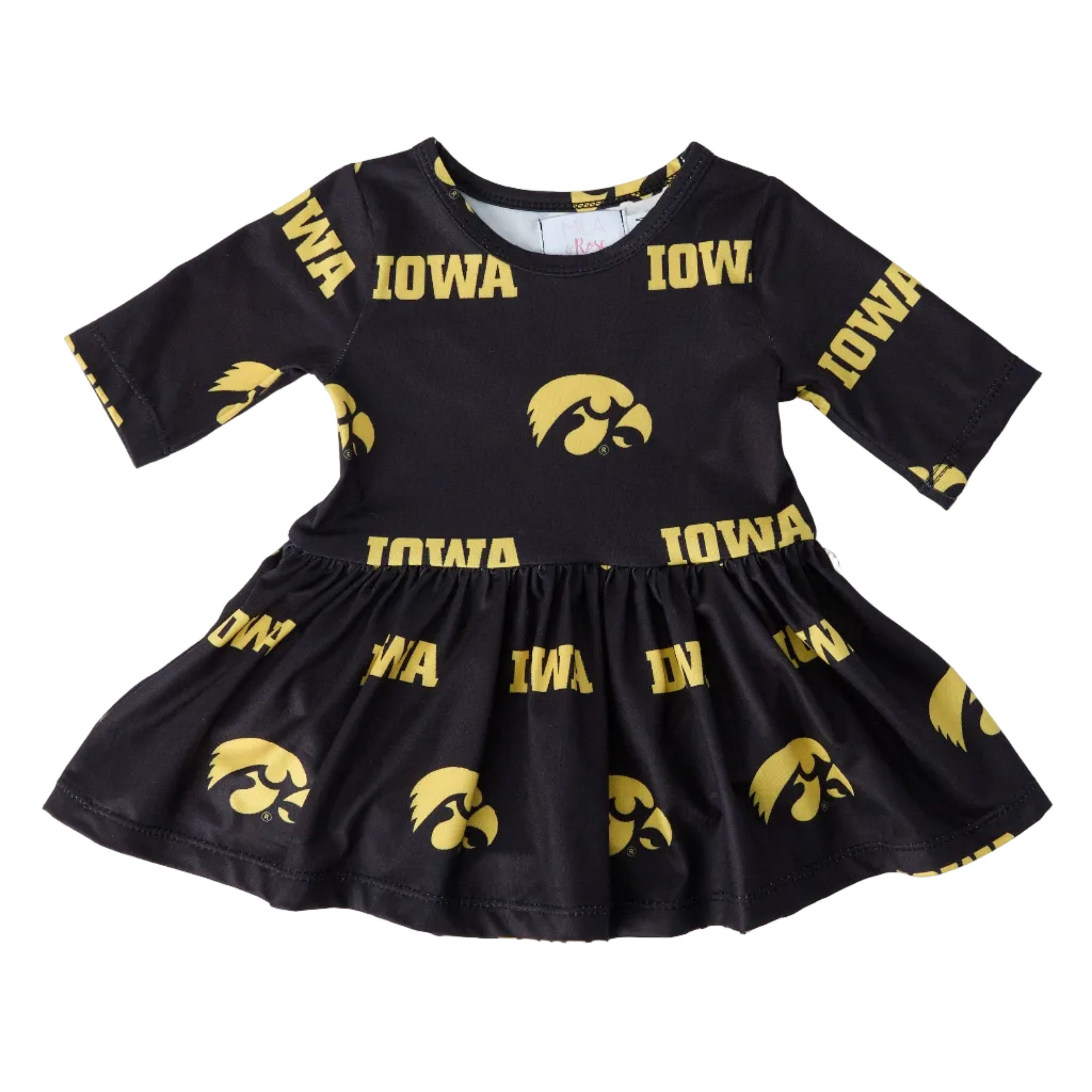 Iowa Black Tigerhawk 3/4 Sleeve Twirl Bodysuit