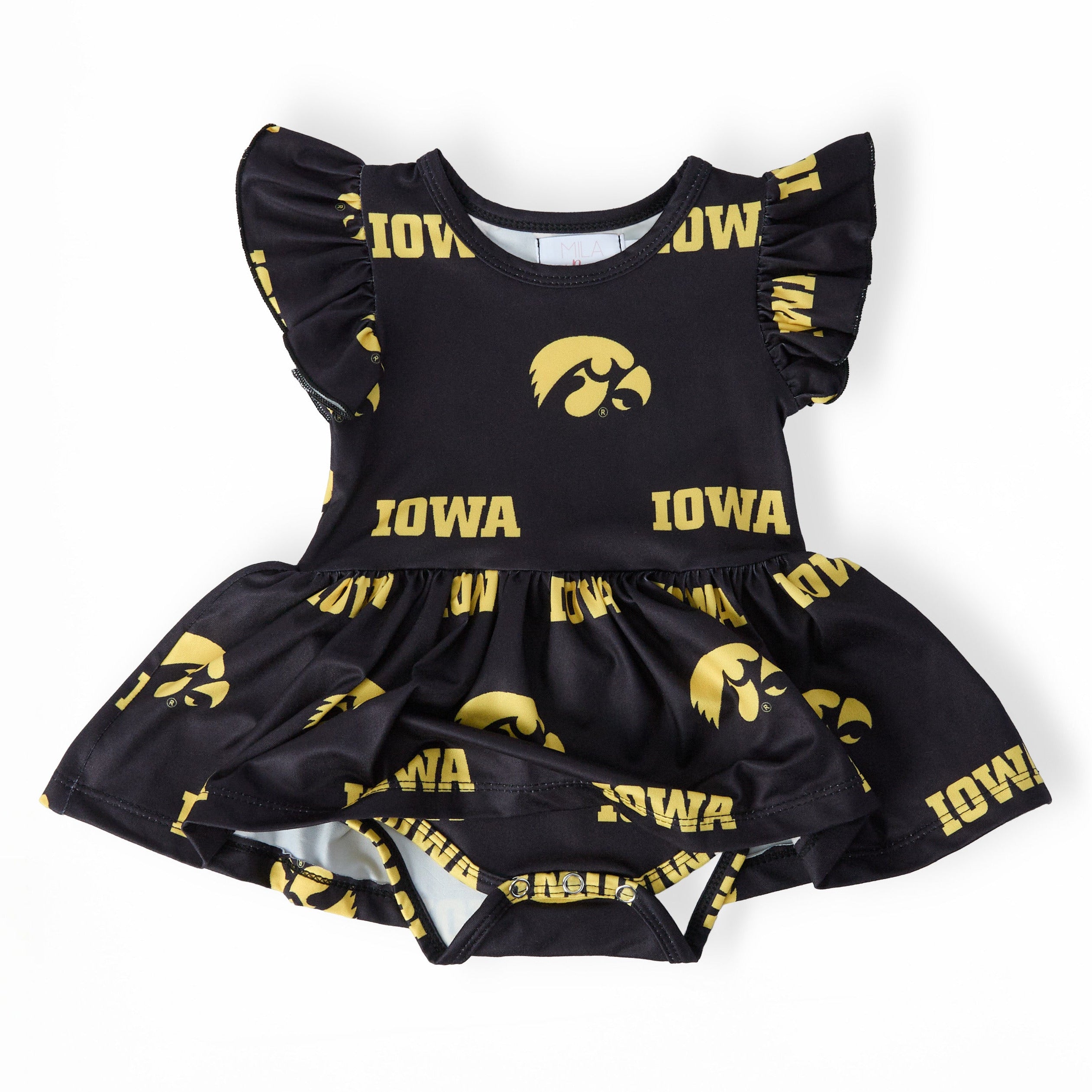 Iowa Black Tigerhawk Flutter Twirl Bodysuit