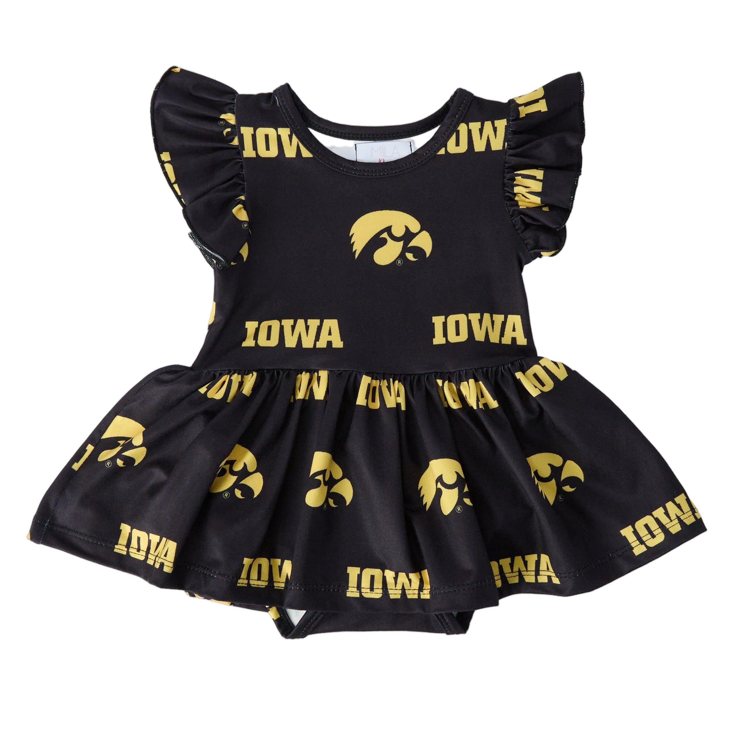 Iowa Black Tigerhawk Flutter Twirl Bodysuit
