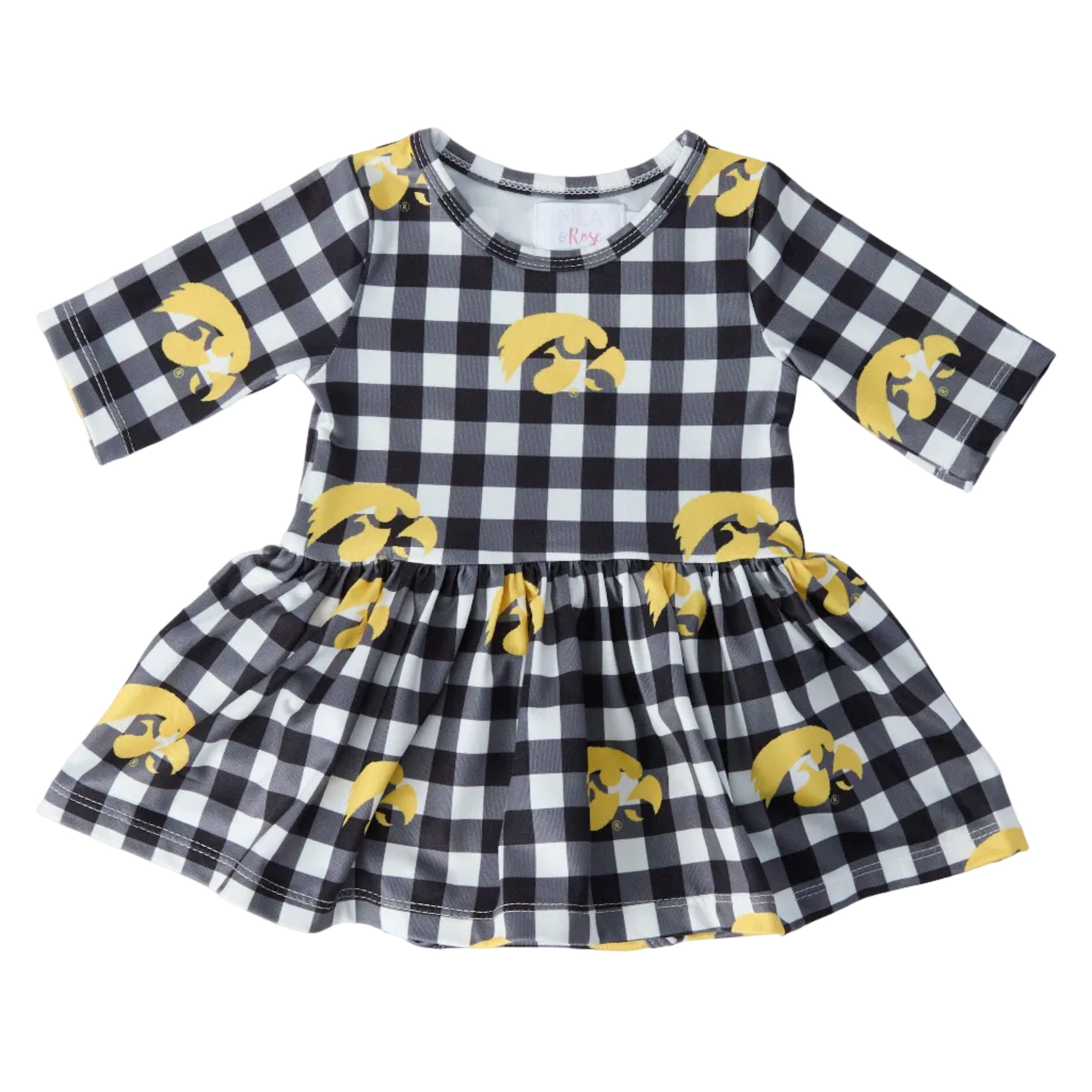 Iowa Plaid Tigerhawk 3/4 Sleeve Twirl Bodysuit