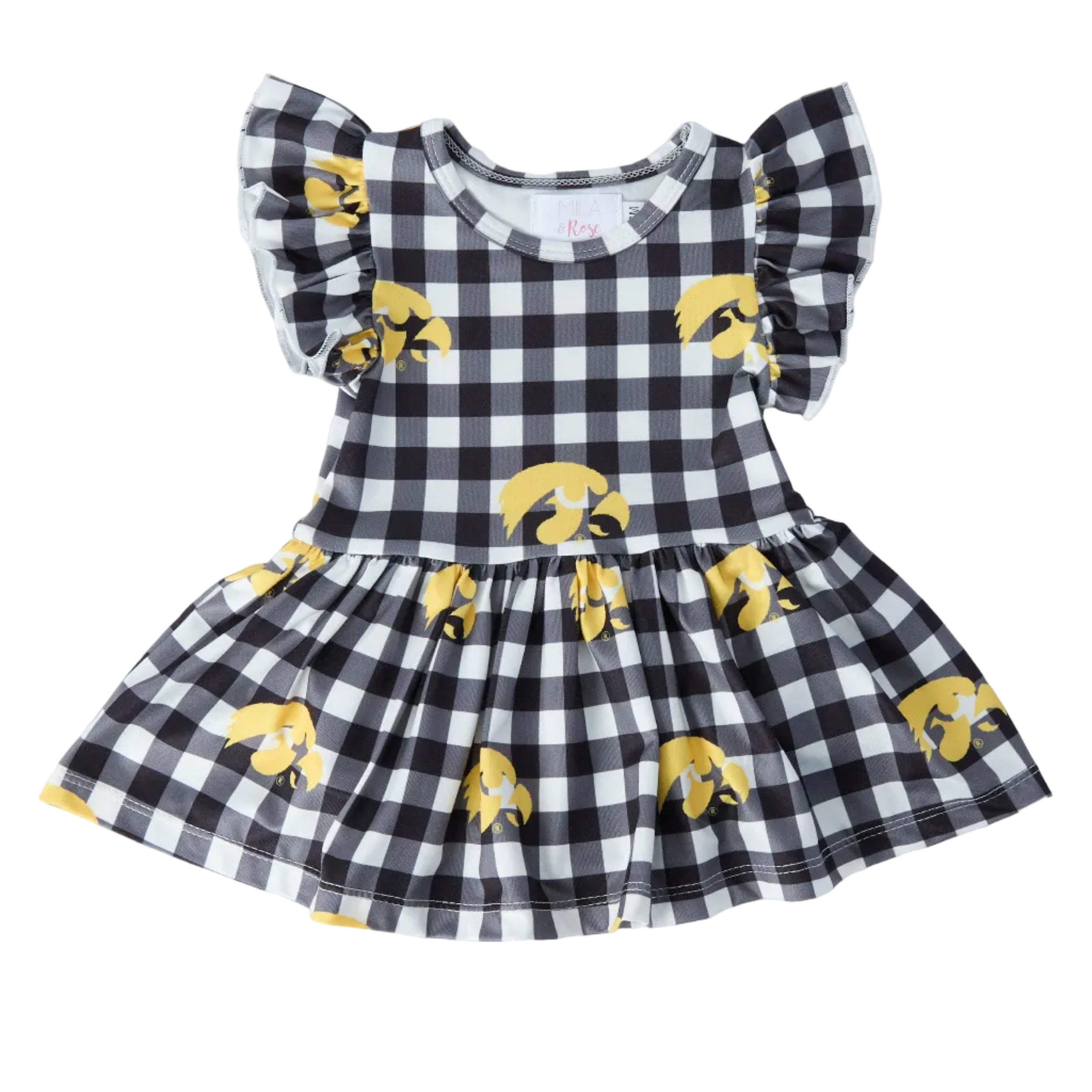 Iowa Plaid Tigerhawk Flutter Twirl Bodysuit