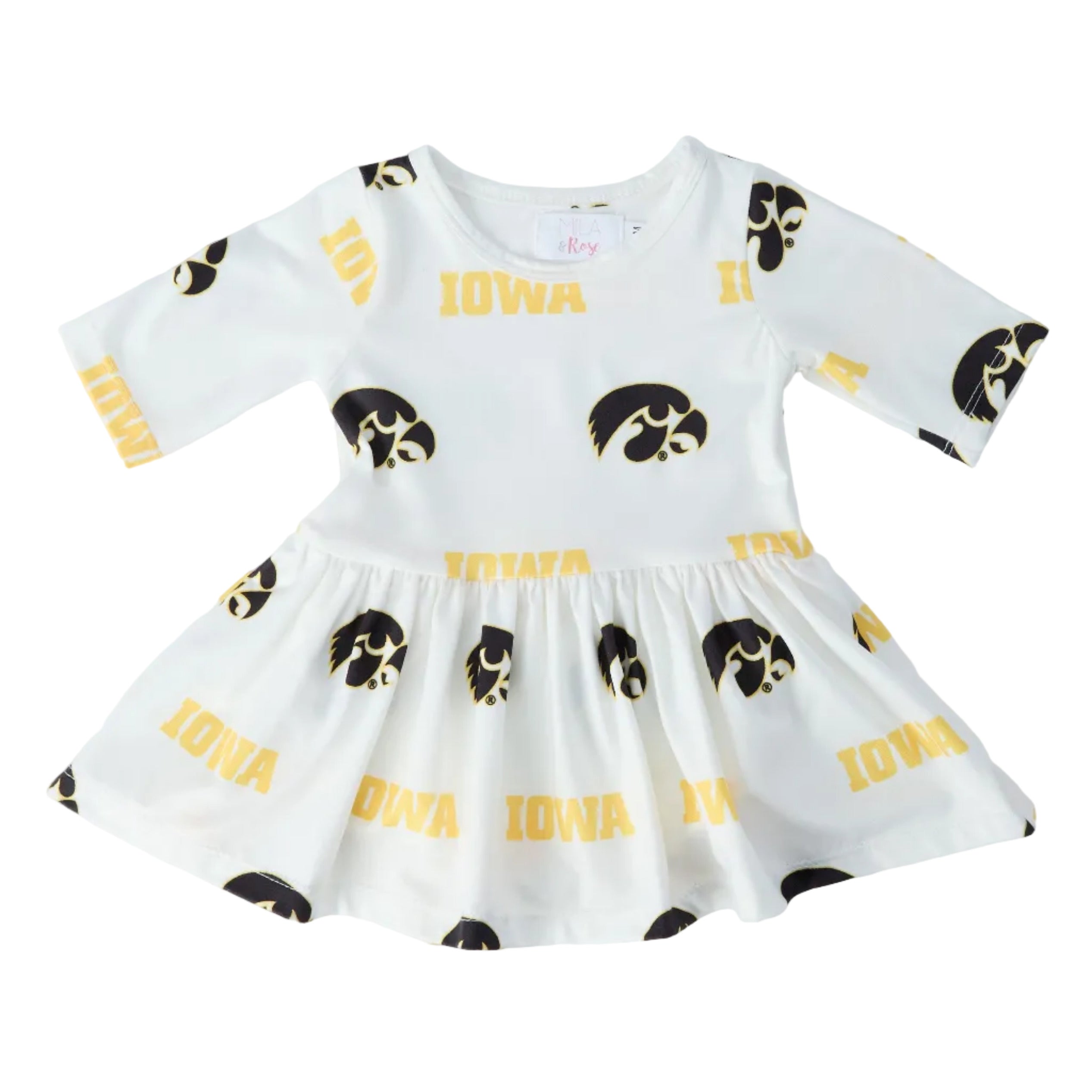Iowa White Tigerhawk 3/4 Sleeve Twirl Bodysuit