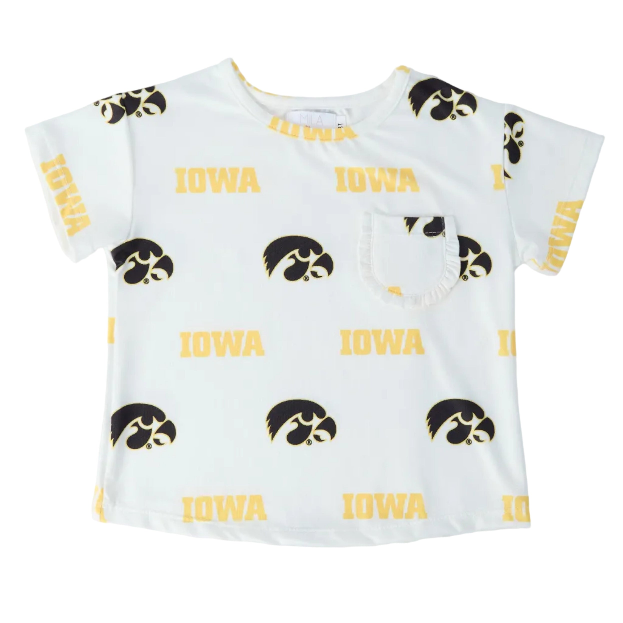 Iowa White Tigerhawk Ruffle Pocket Tee