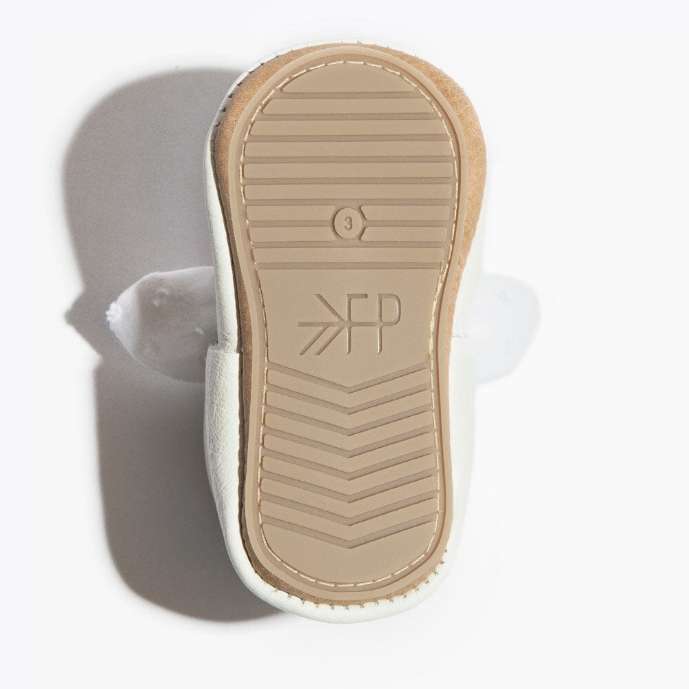 Ivory Swiss Dot Knotted Bow Baby Shoe