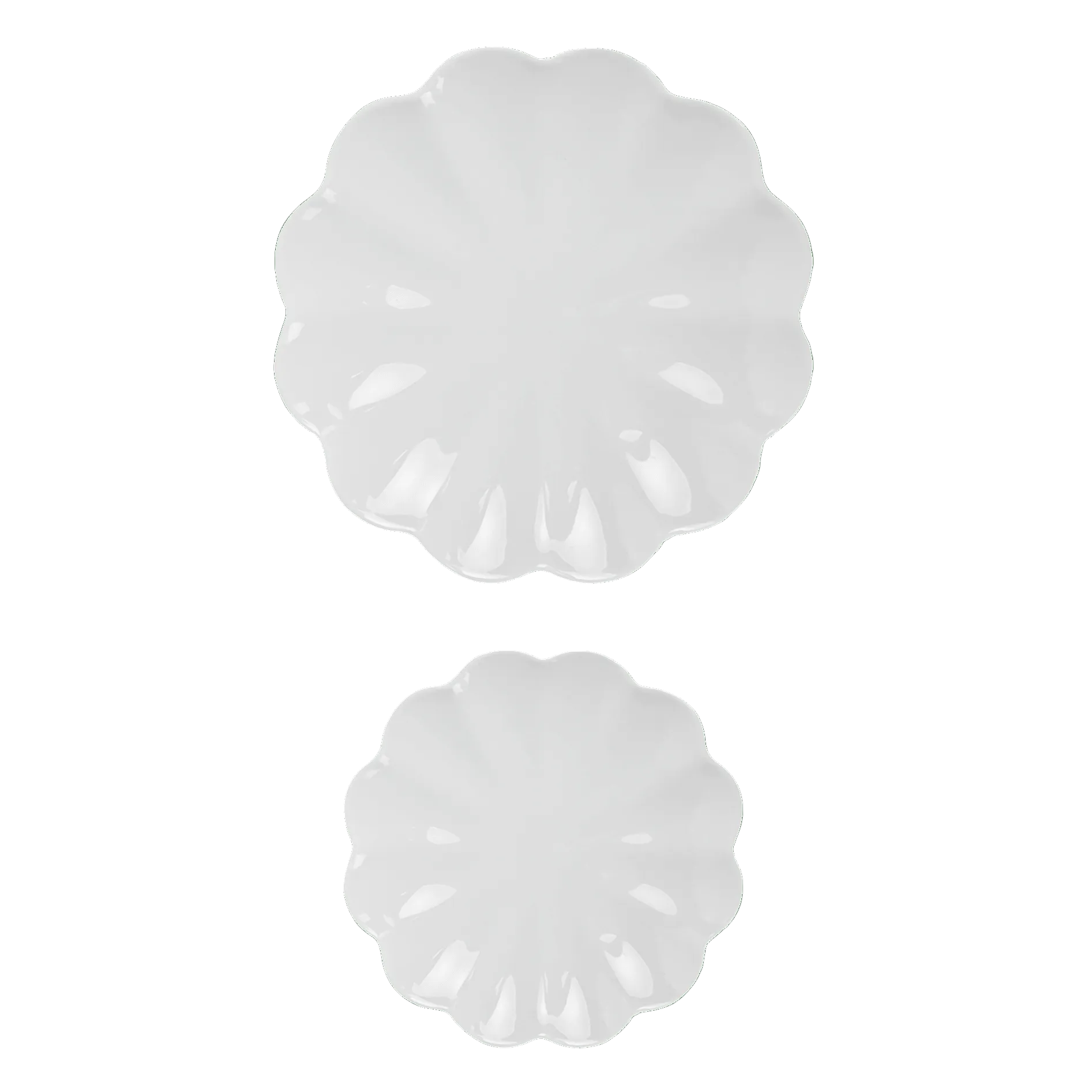 White Scalloped Serving Tray Set