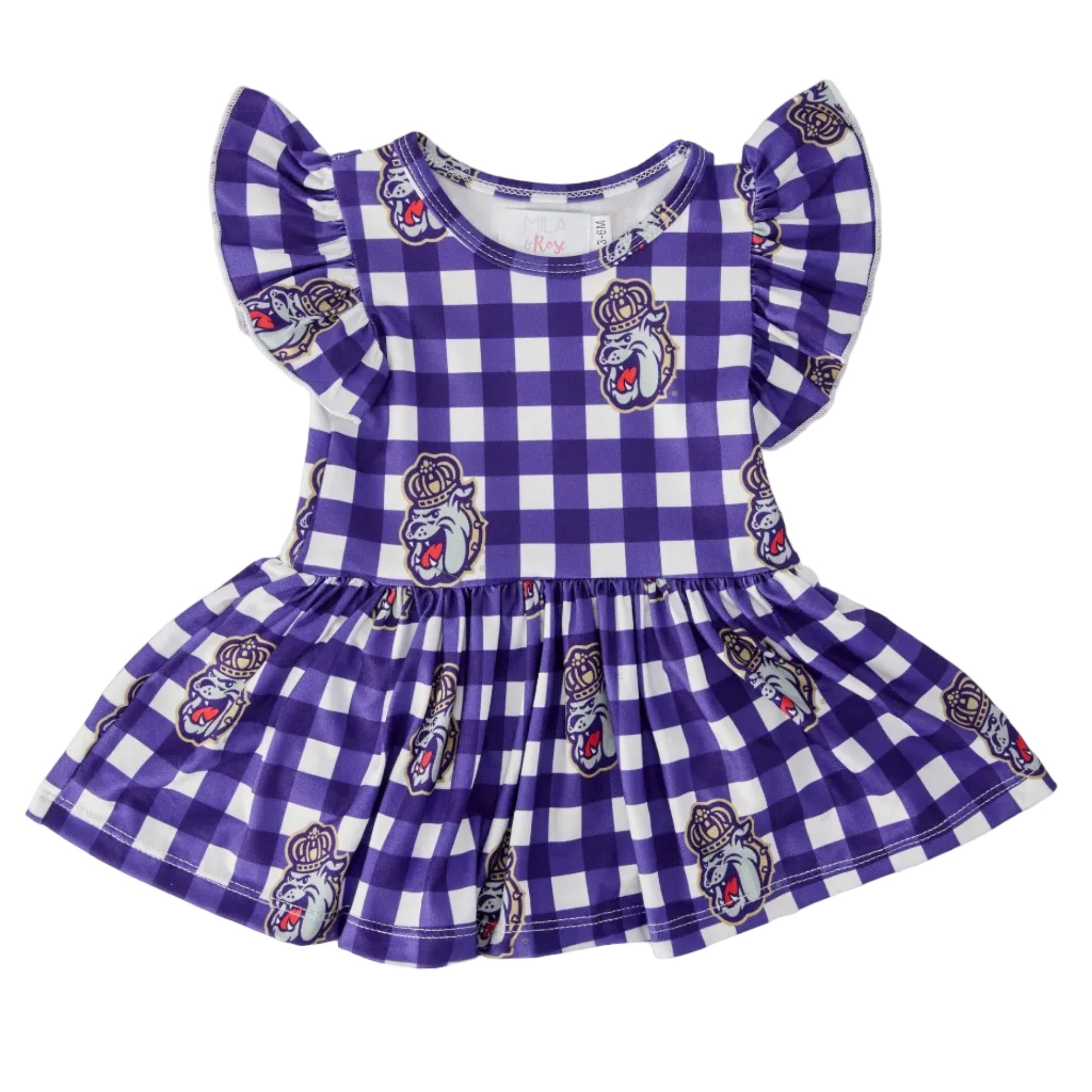 JMU Plaid Duke Dog Flutter Twirl Bodysuit