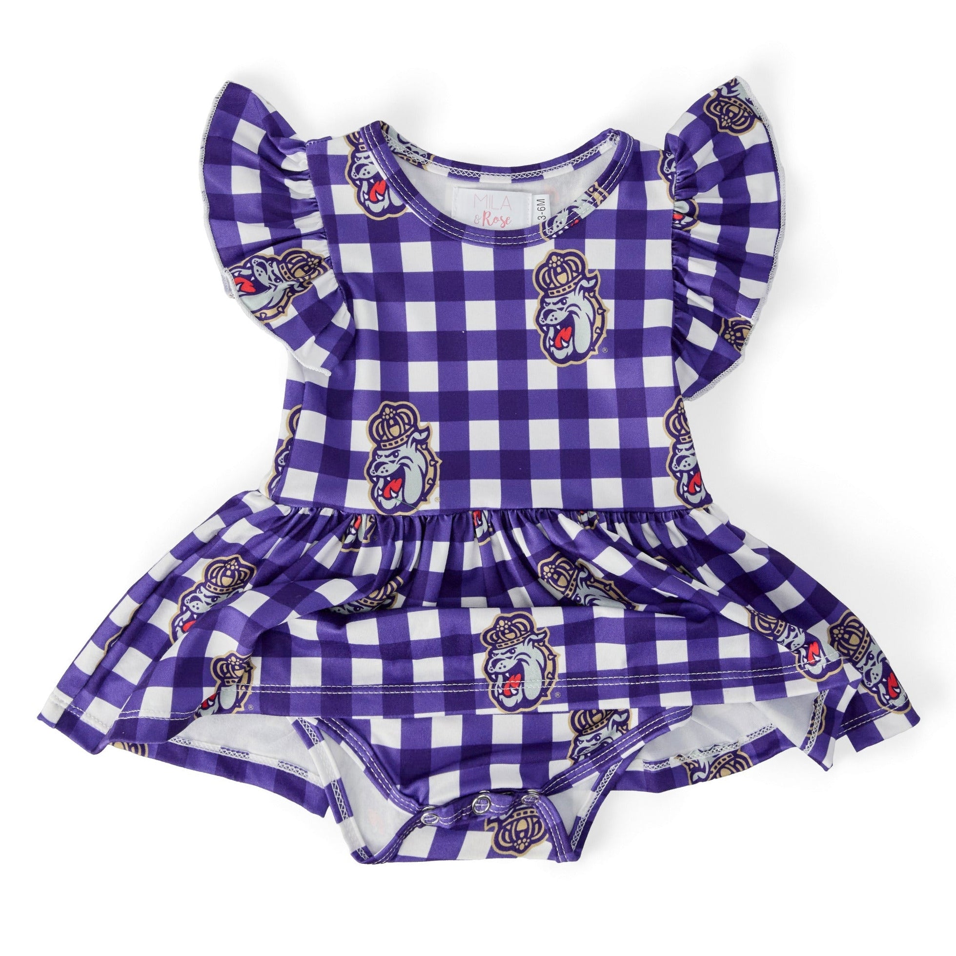 JMU Plaid Duke Dog Flutter Twirl Bodysuit