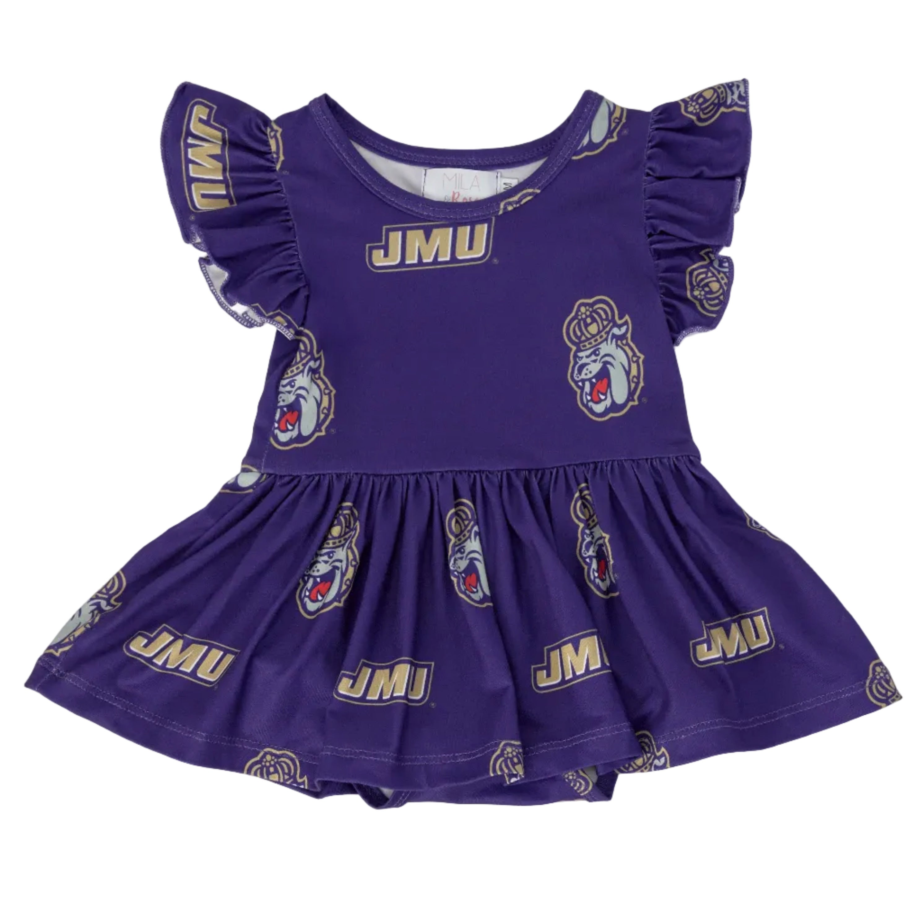 JMU Purple Duke Dog Flutter Twirl Bodysuit