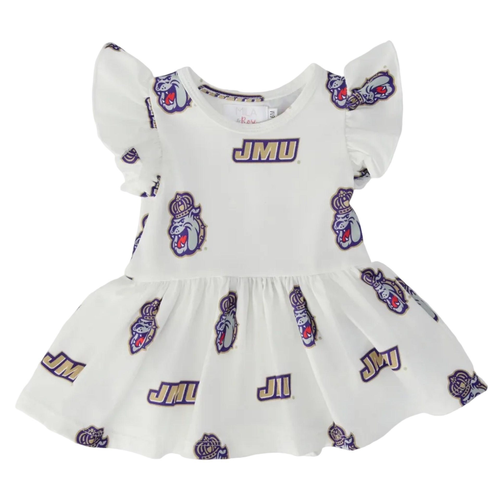 JMU White Duke Dog Flutter Twirl Bodysuit