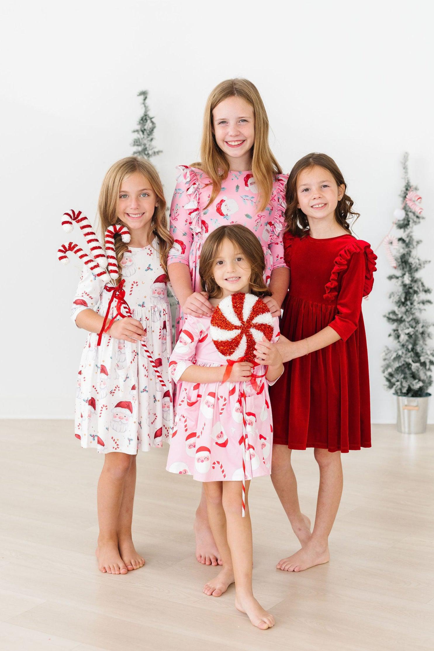 Mistletoe Magic 3/4 Sleeve Pocket Twirl Dress