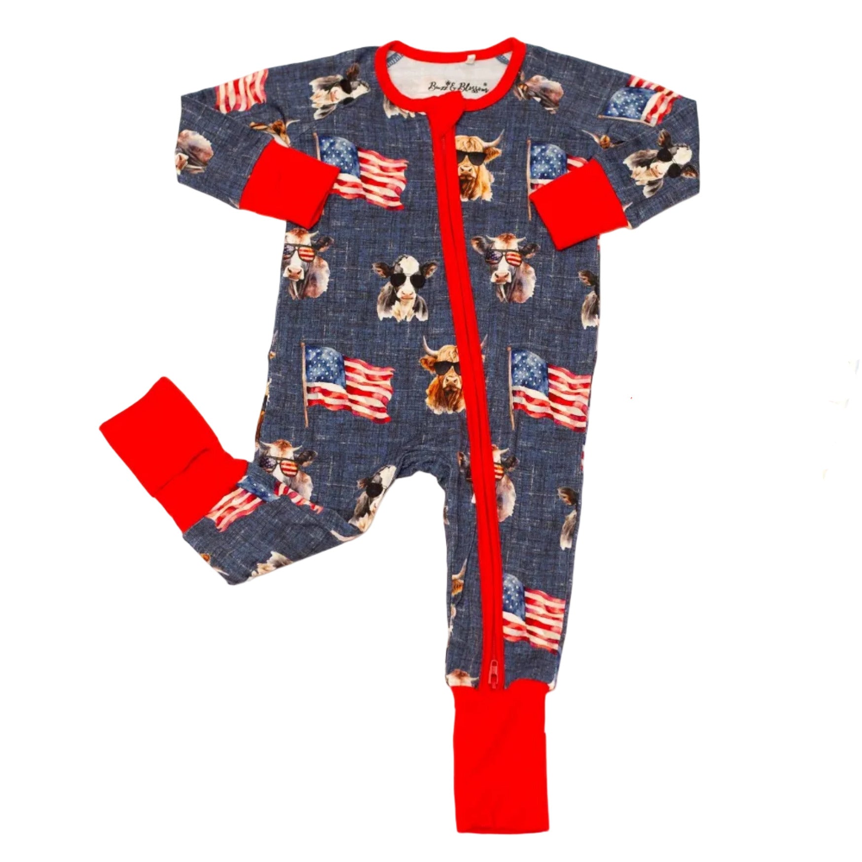 Red, White & Moo Convertible Footie