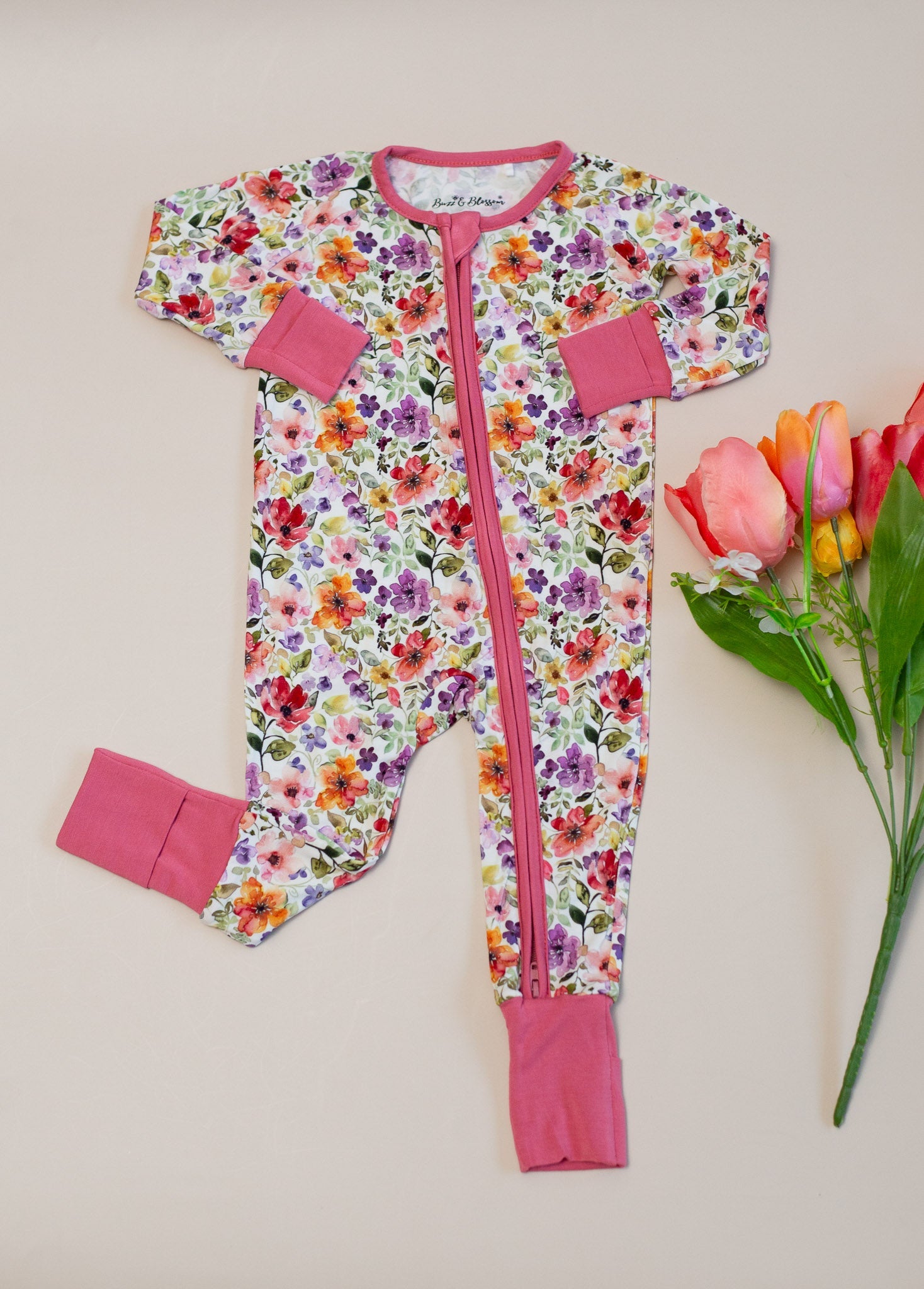 Watercolor Floral Convertible Footie