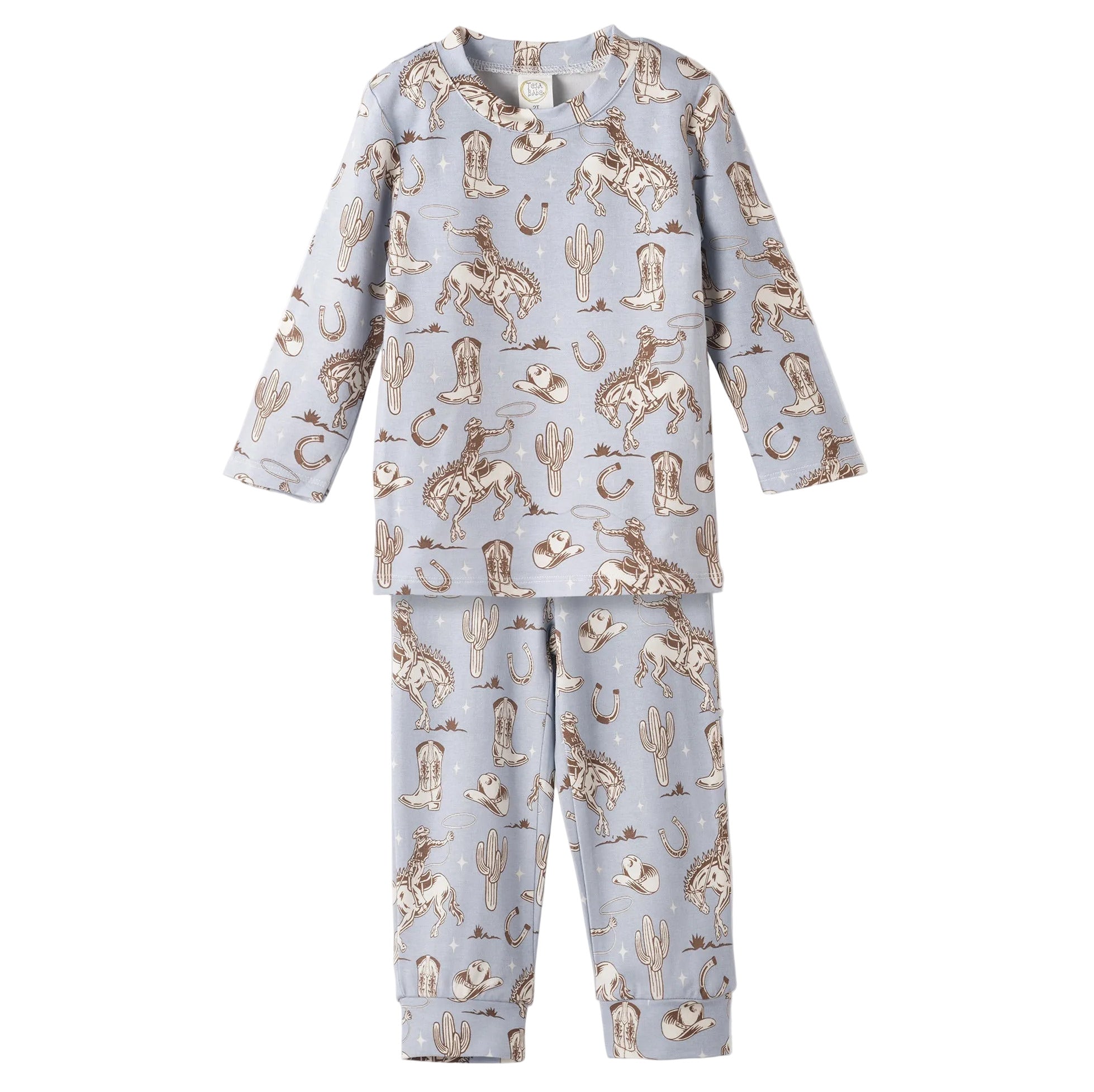 Wild Wrangler/Blue Cowboy Western Bamboo Kids Pajama Set