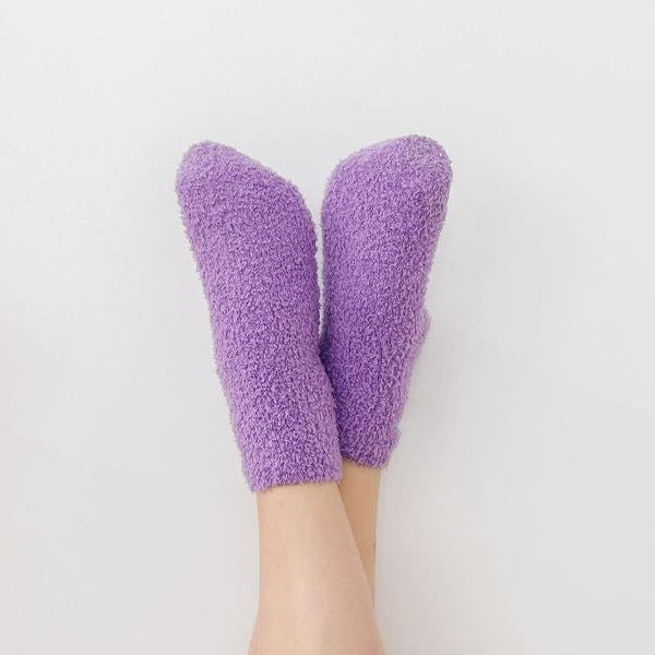 Lilac/Coconut Bow Cozy Socks