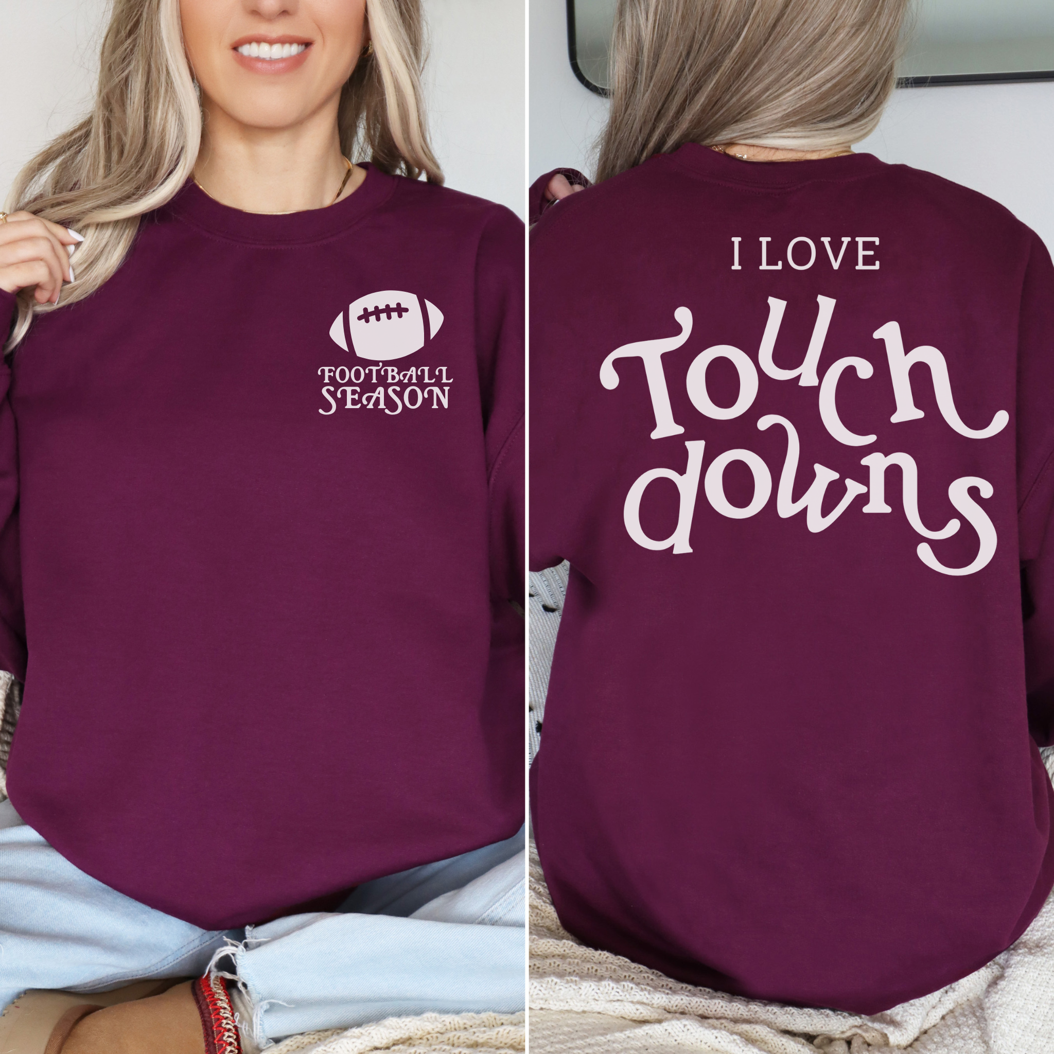I Love Touch Downs Crewneck Sweatshirt