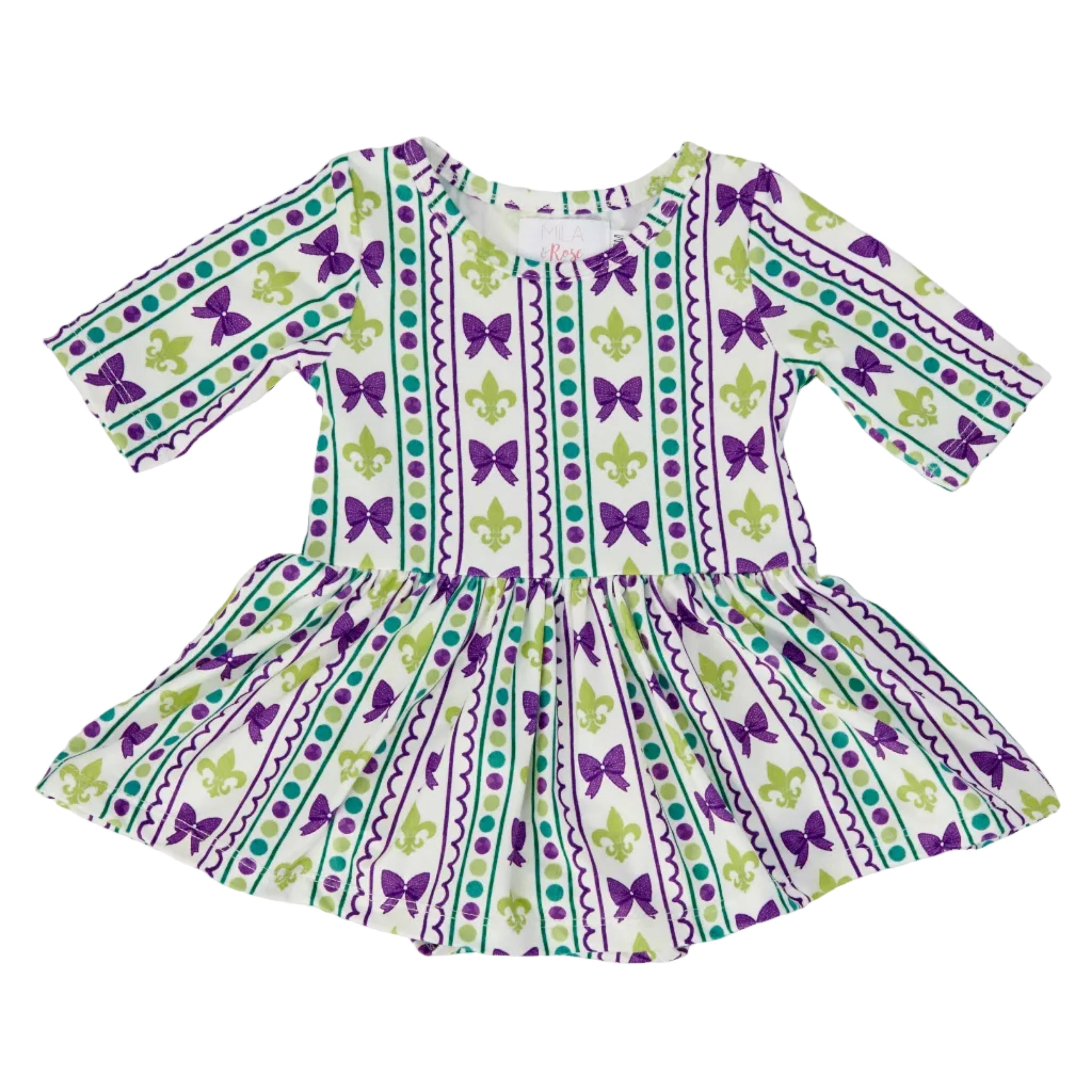 Mardi Gras 3/4 Sleeve Twirl Bodysuit