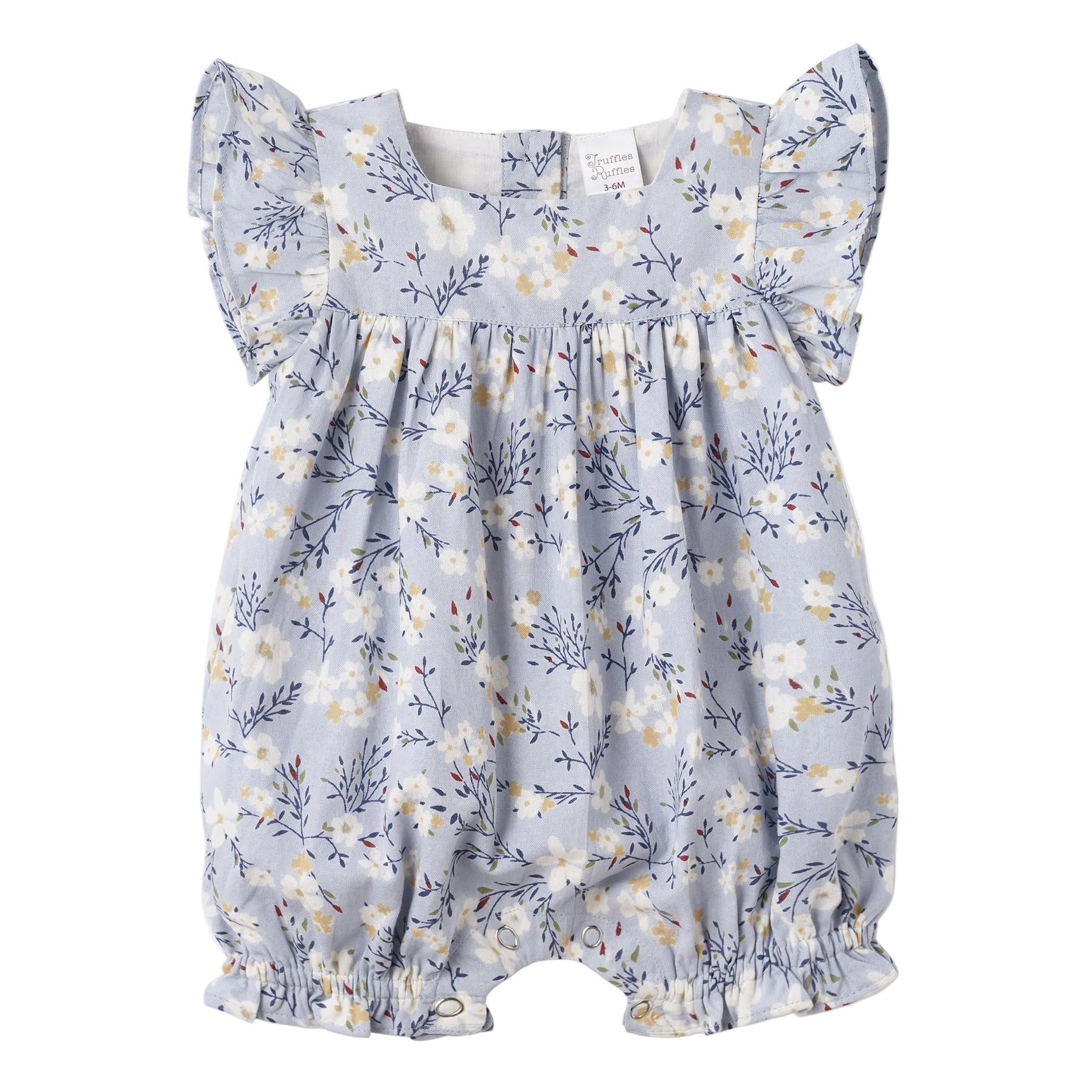 Floral Baby Romper – Soft Cotton One-Piece with Ruffles