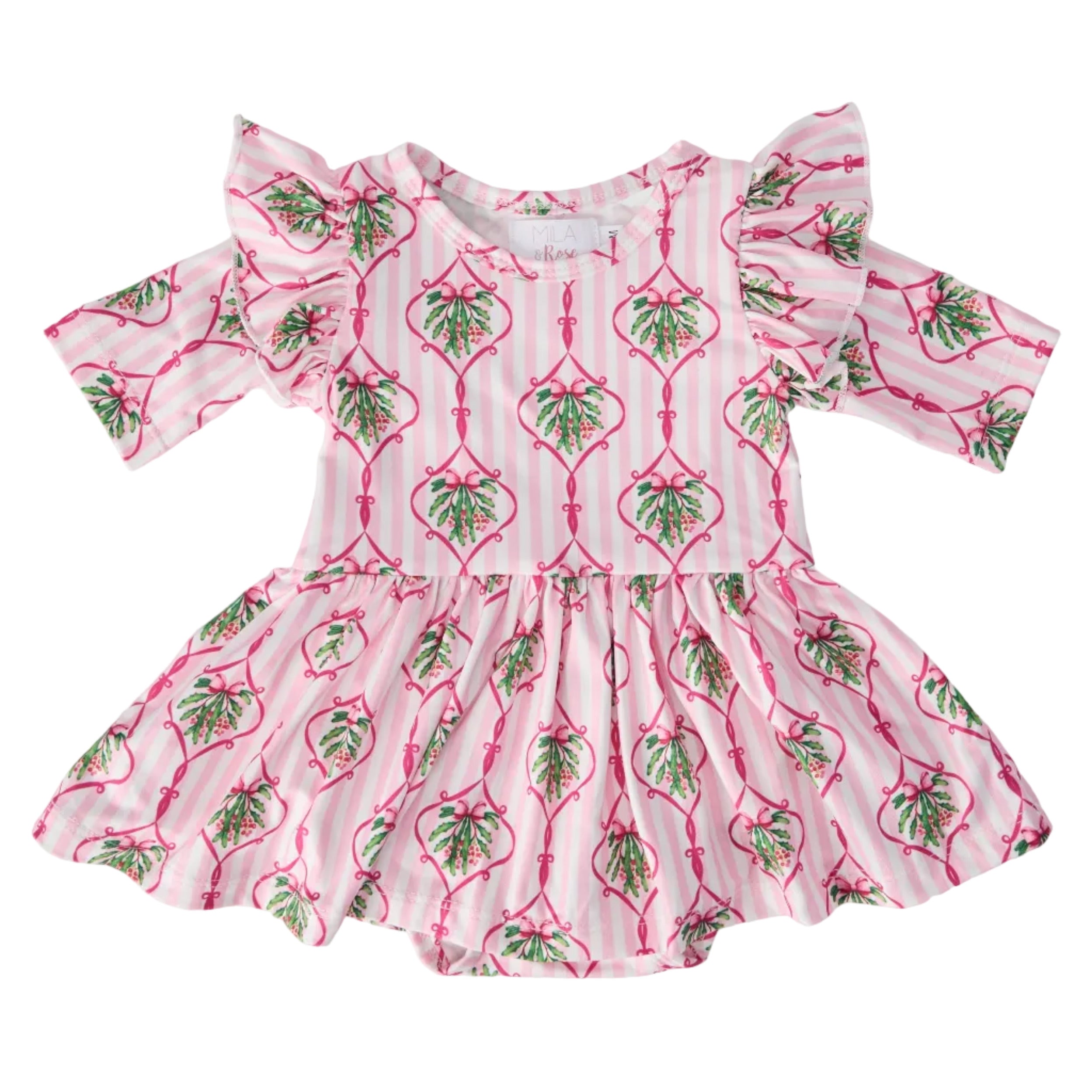Merry Mistletoe 3/4 Sleeve Twirl Flutter Bodysuit